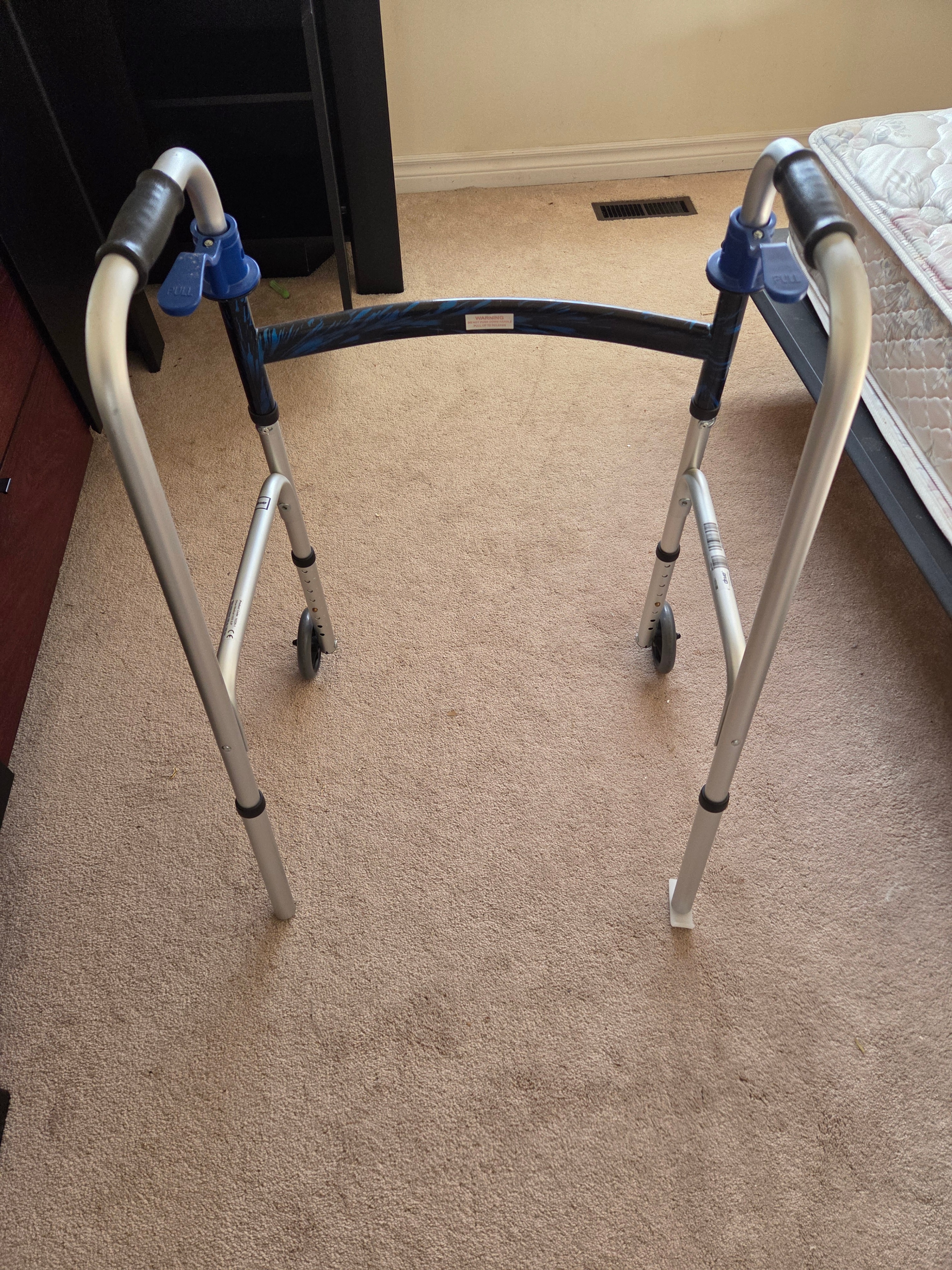 Drive Medical Folding Rolling Walker w/ Wheels & Ski Glides