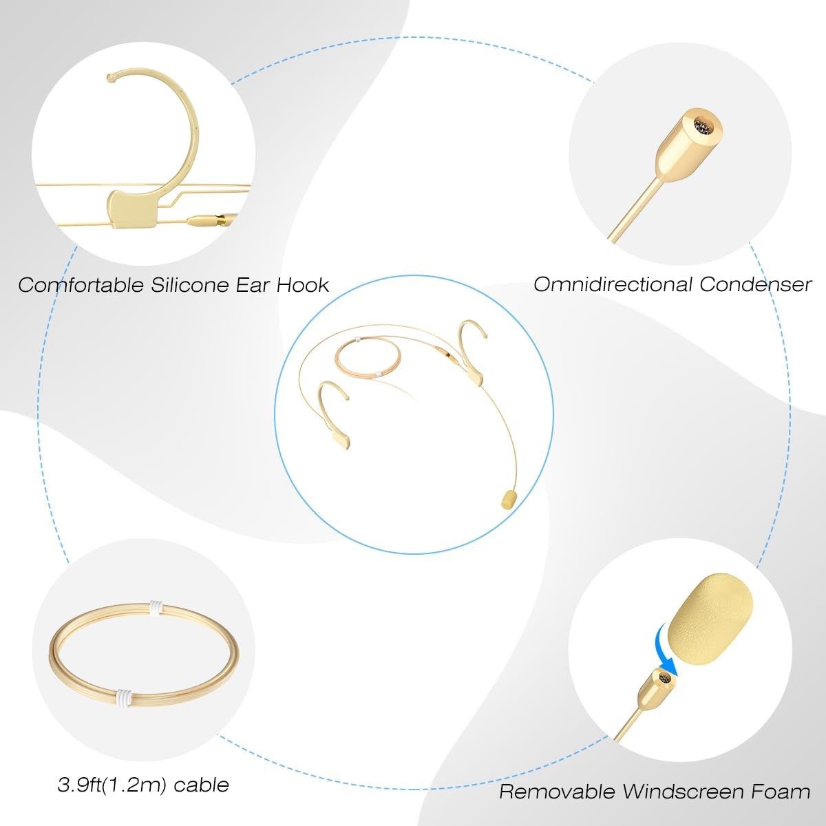 Gold Lavalier Headset Microphone with 3.9ft Cable - photo 5