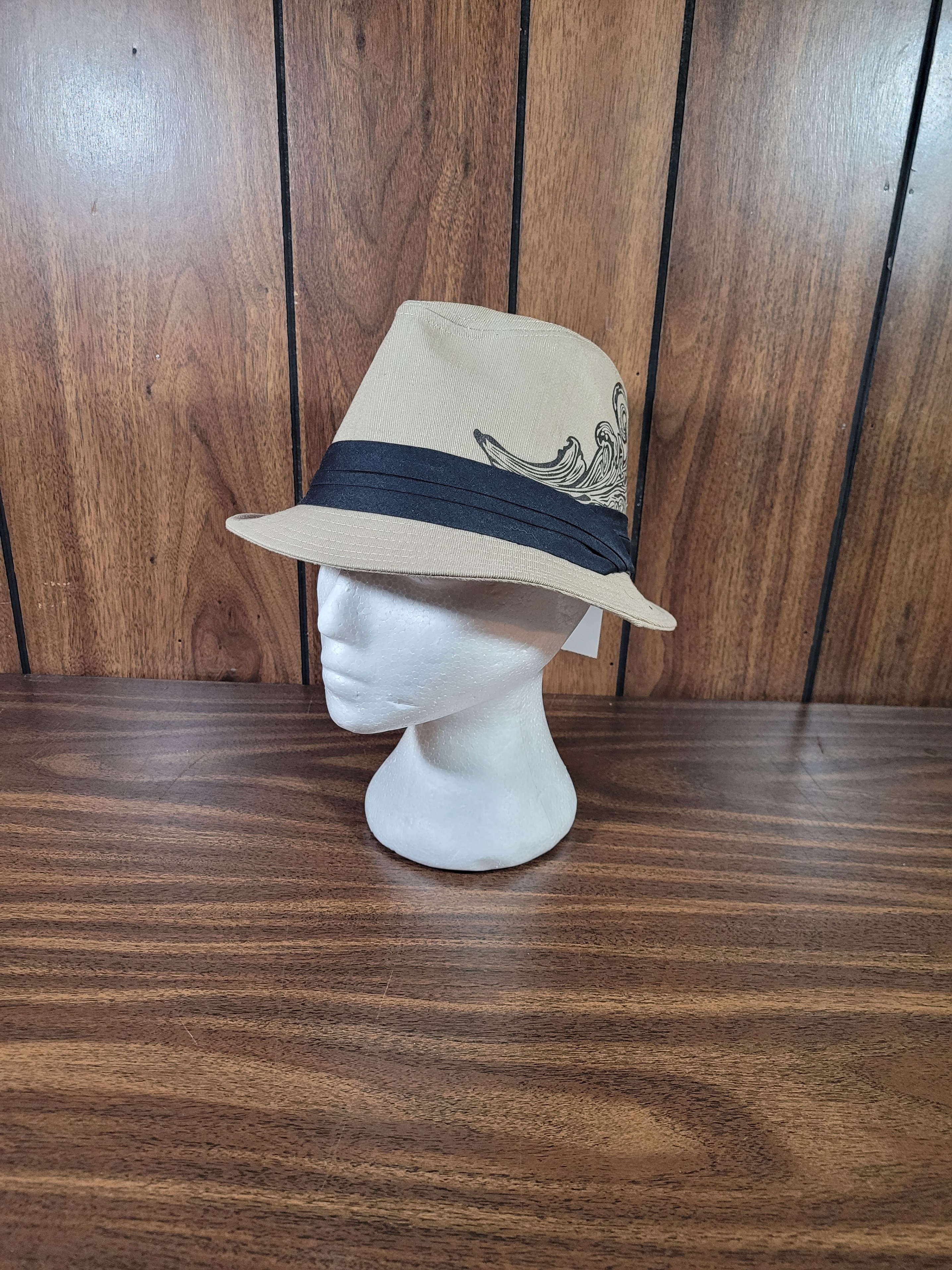 Tan Fedora Hat with Black Band