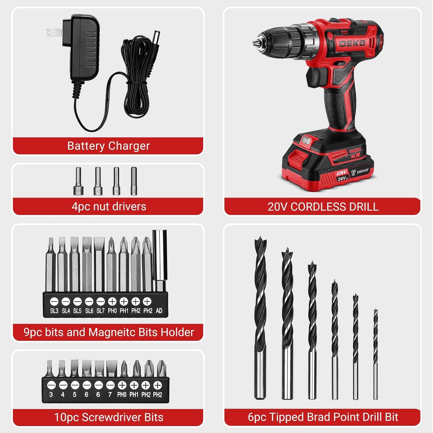 DEKOPRO 20V Cordless Drill Driver Kit - Electric Power Drill - photo 4