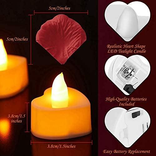 Heart Shaped LED Tealight Candles (12 Pack) - photo 4