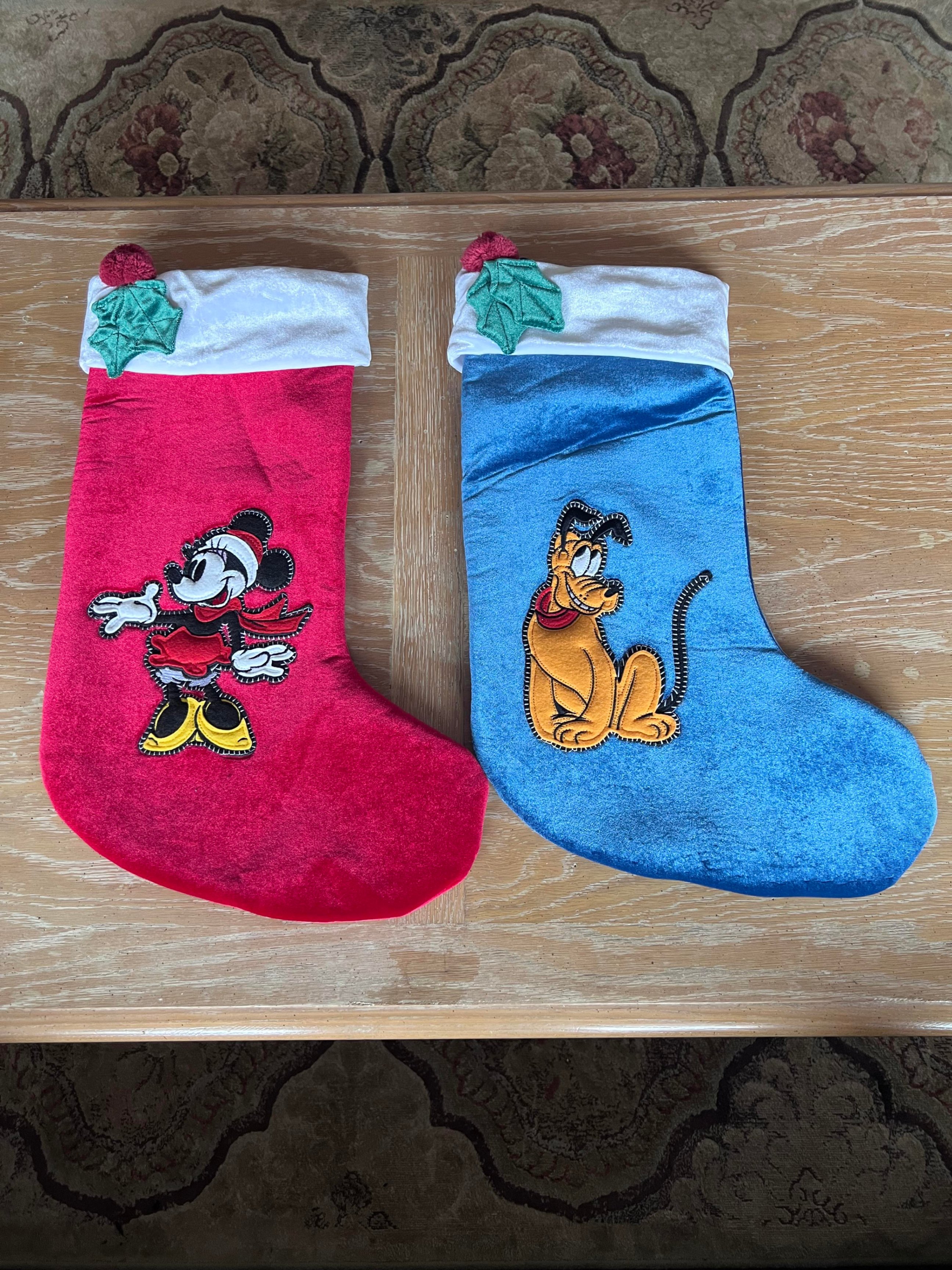 Walt Disney World Minnie Mouse & Pluto Felt Stockings