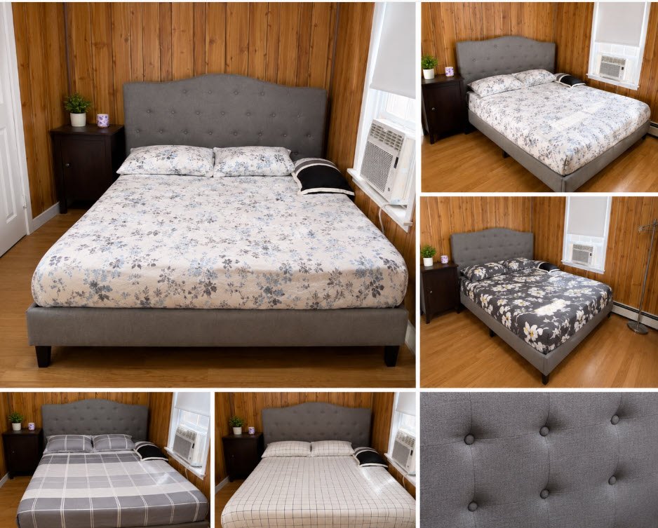 Queen Bed + 9” Gel Memory Foam Mattress + Ashley Night Stand