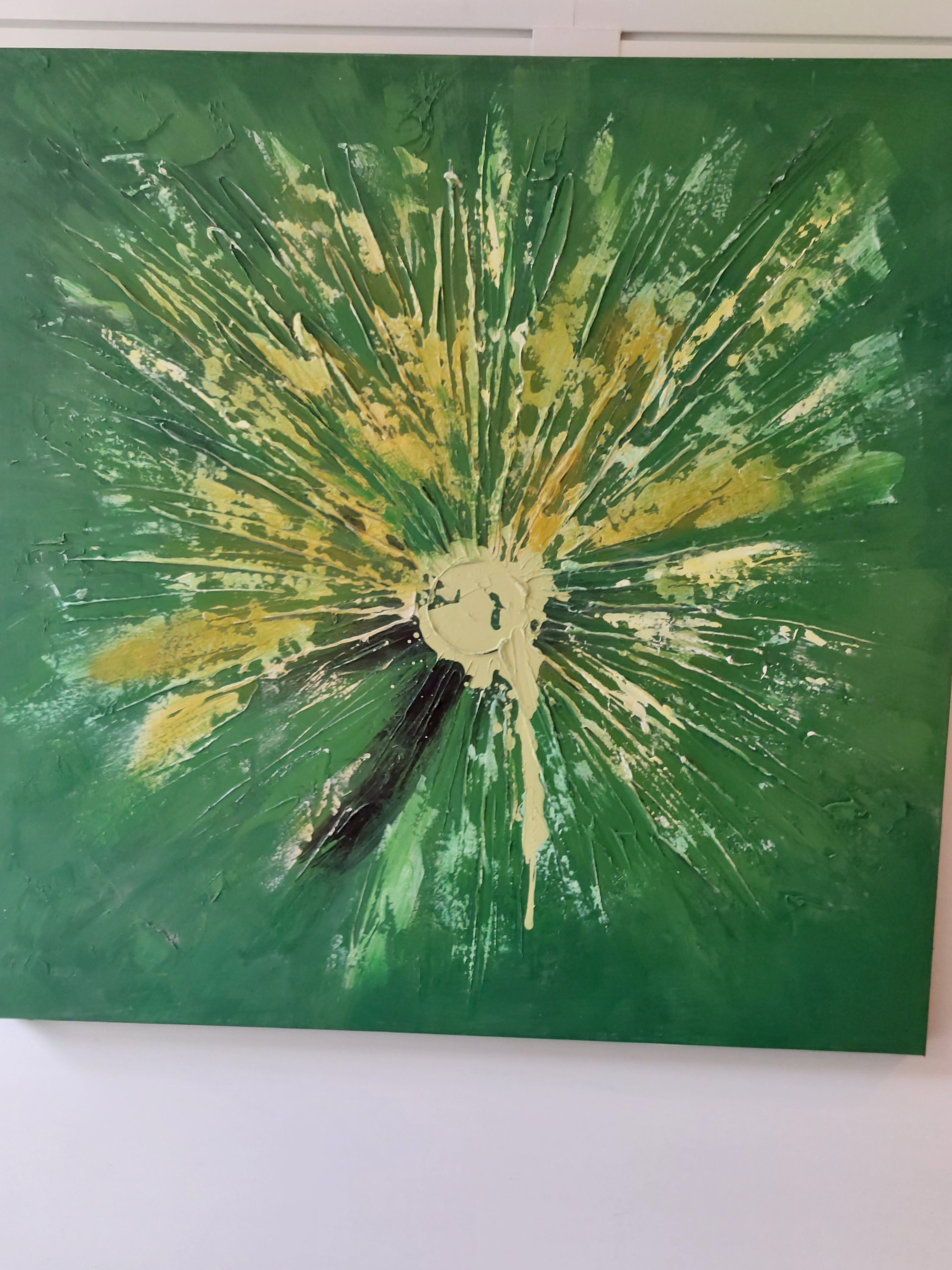 Green and Yellow Abstract Canvas Art