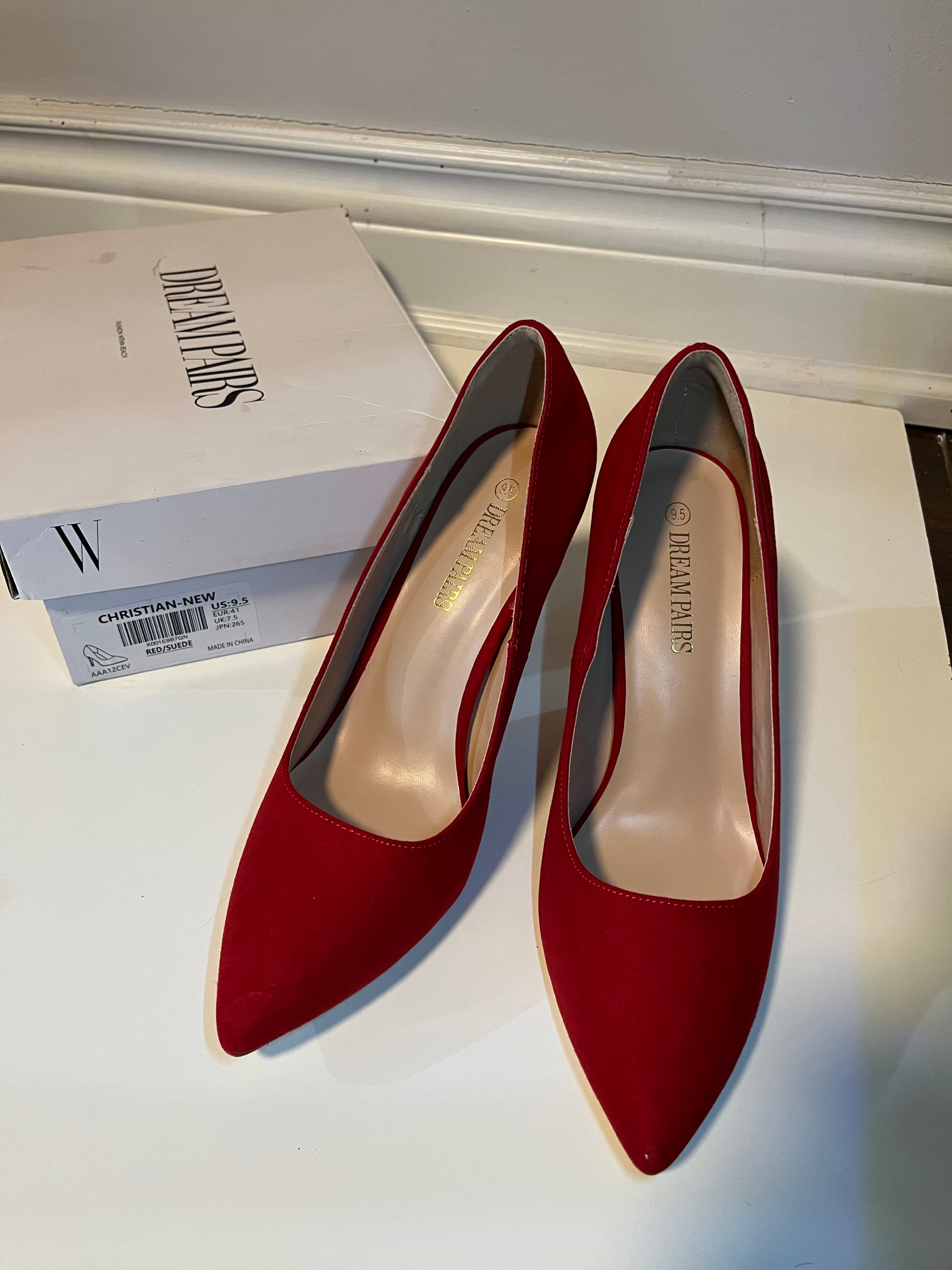 DREAM PAIRS Red Suede Pointed-Toe Stiletto Heels Size 9.5 - photo 3