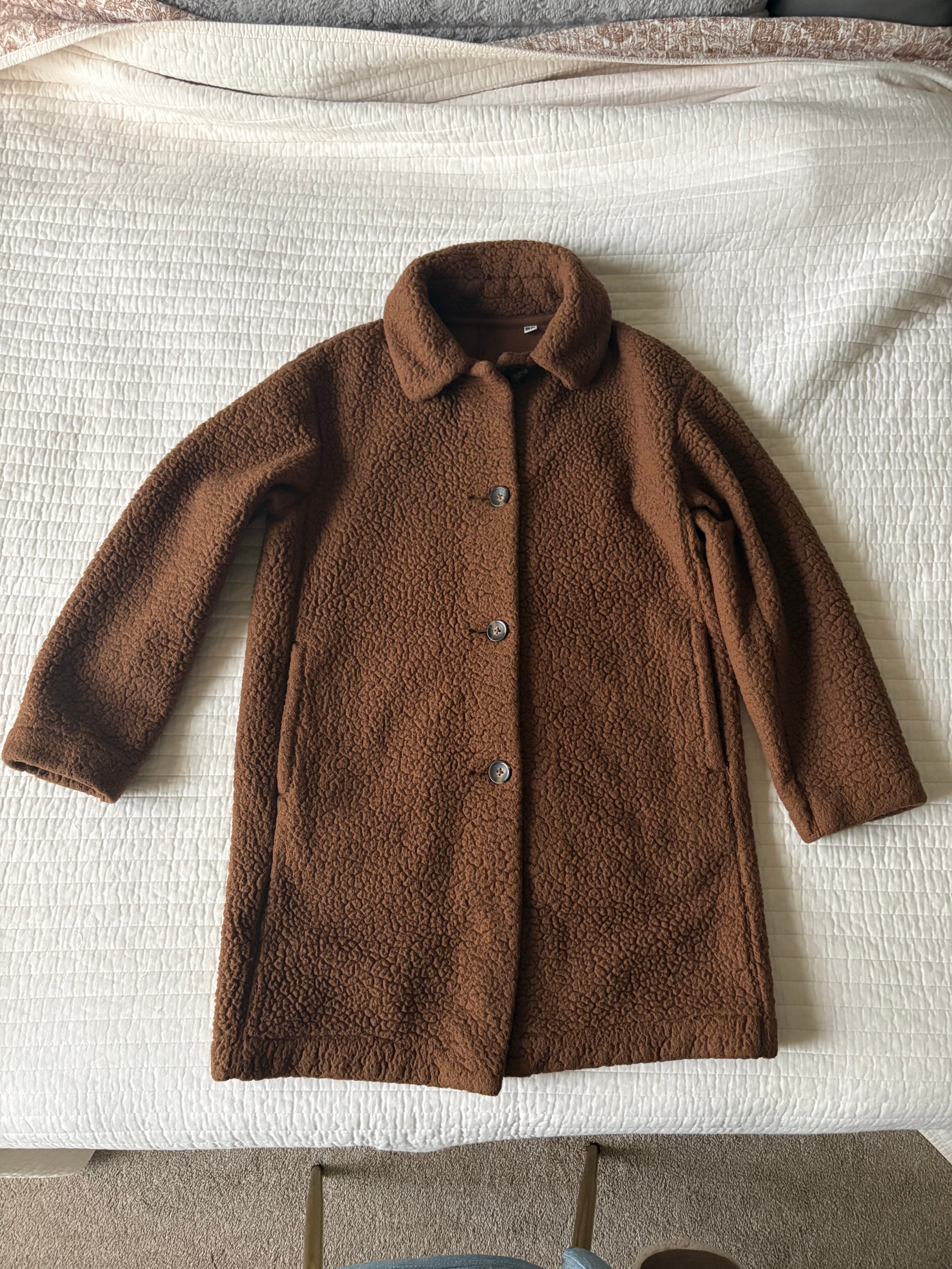 Uniqlo women's fleece tailored coat brown (S) (Avail. till 6/20)