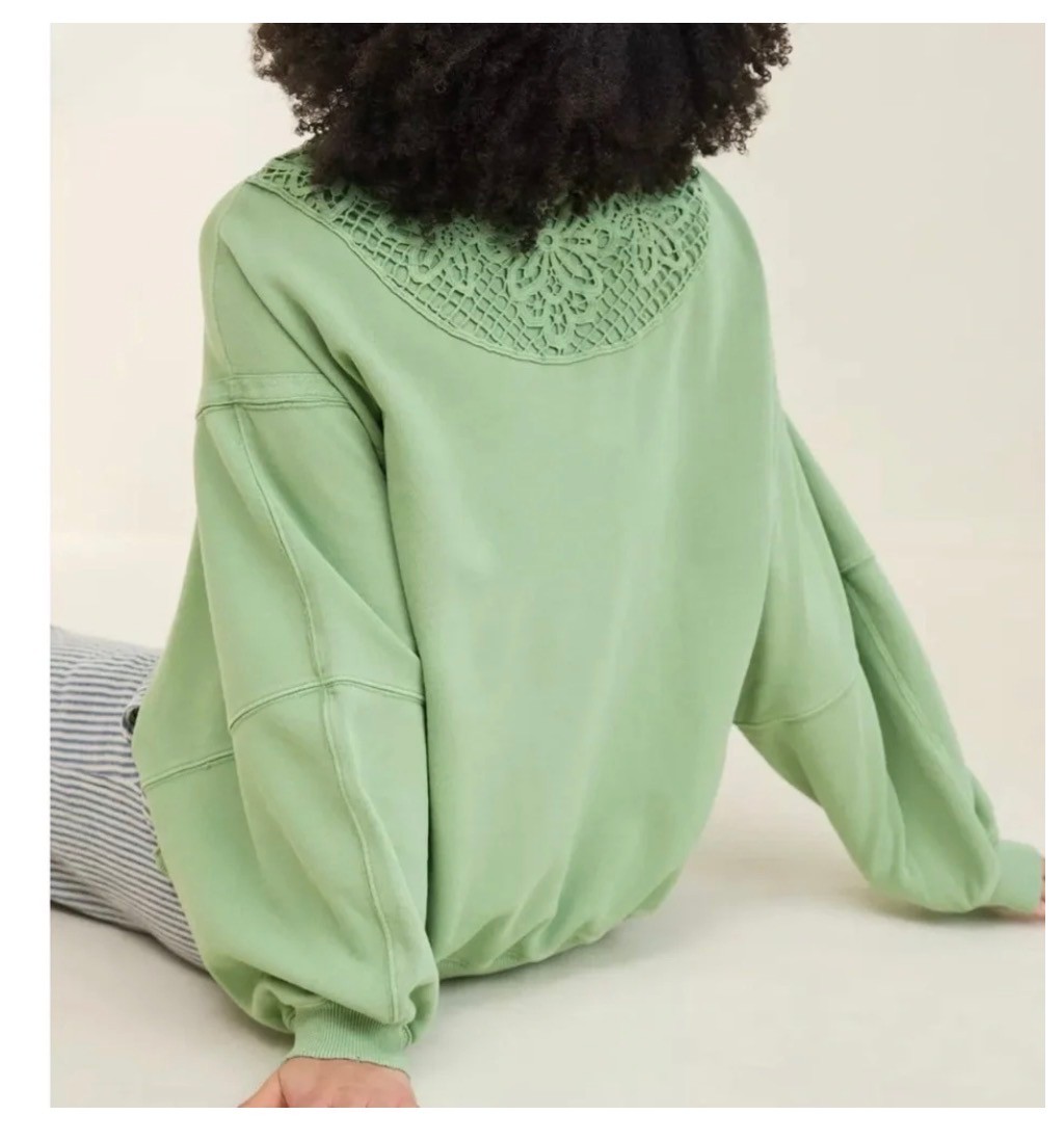 Aerie Green Lace Detail Sweatshirt - photo 4
