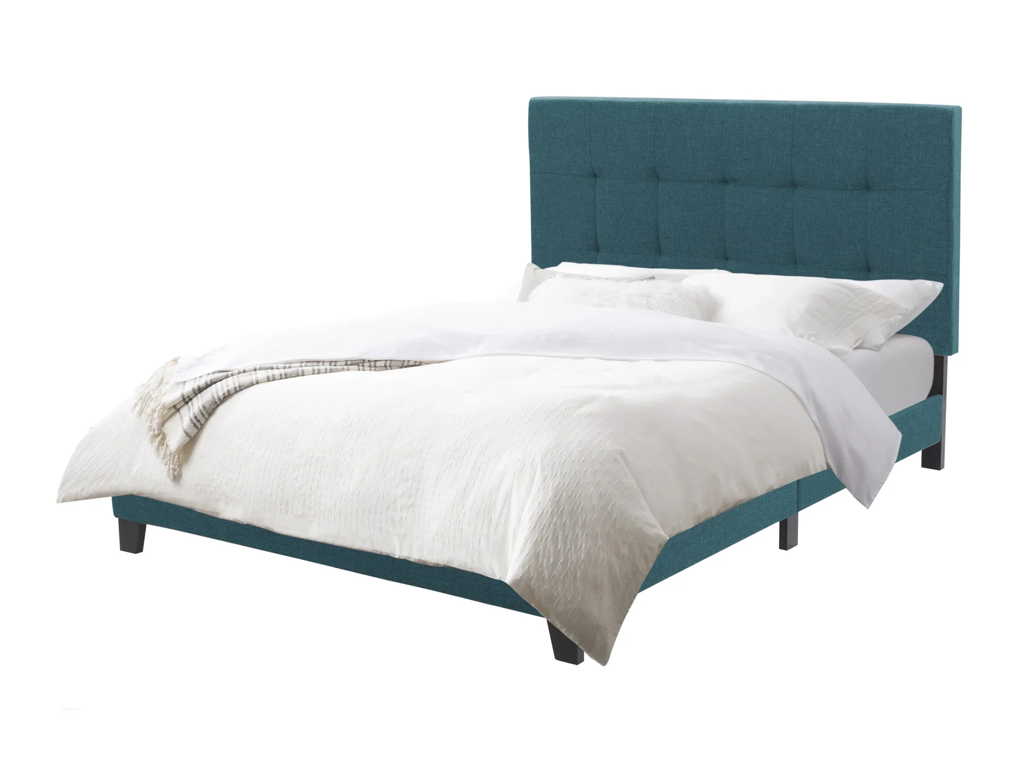Ocean Blue Tufted Queen Upholstered bed, BNIB - photo 2