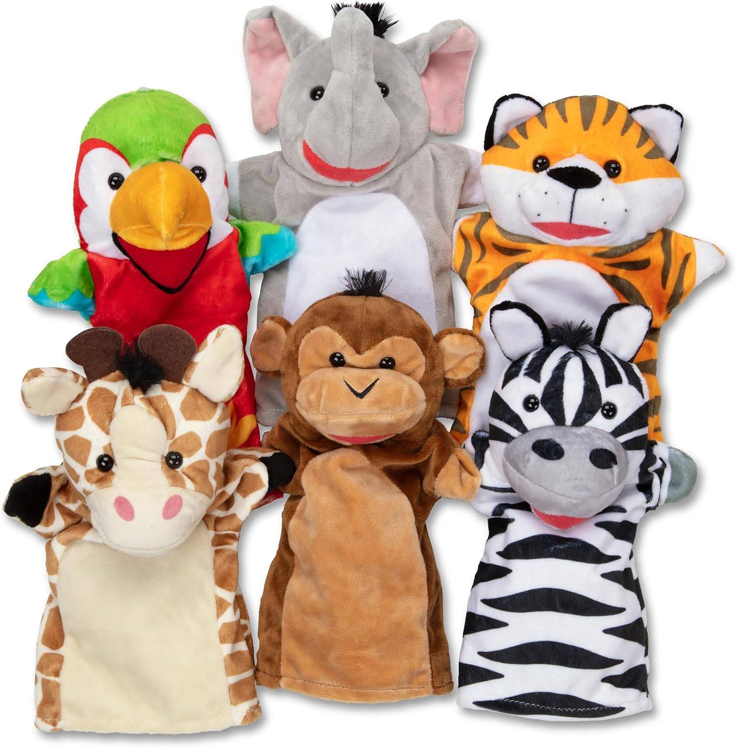 Melissa & Doug Safari Buddies Hand Puppets (Set of 6) NEW