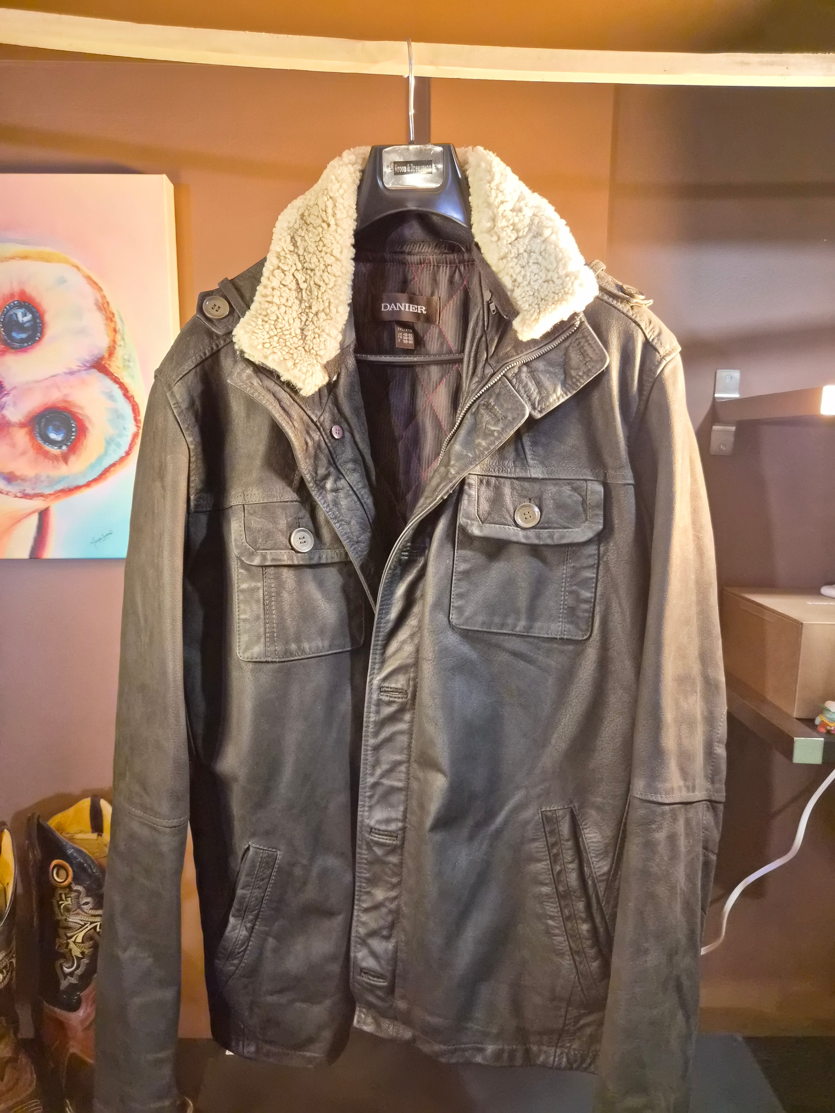 Danier Leather Jacket with Shearling Collar