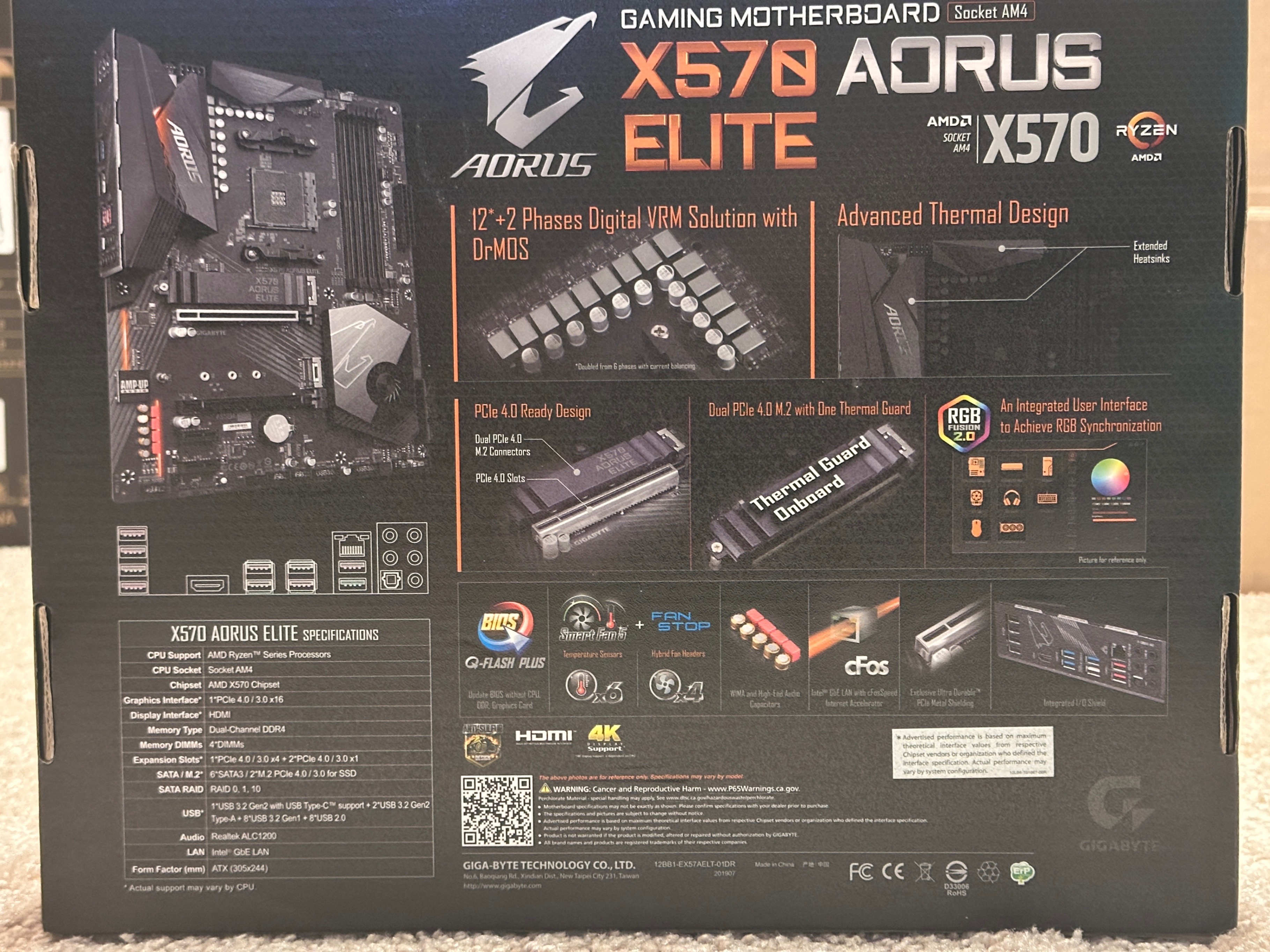 X570 AORUS Elite AMD Ryzen 3000/ATX/Realtek ALC1200/Front RGB - photo 2