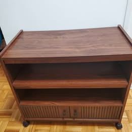 Wood Media Console with Pull-Out Shelf and Storage