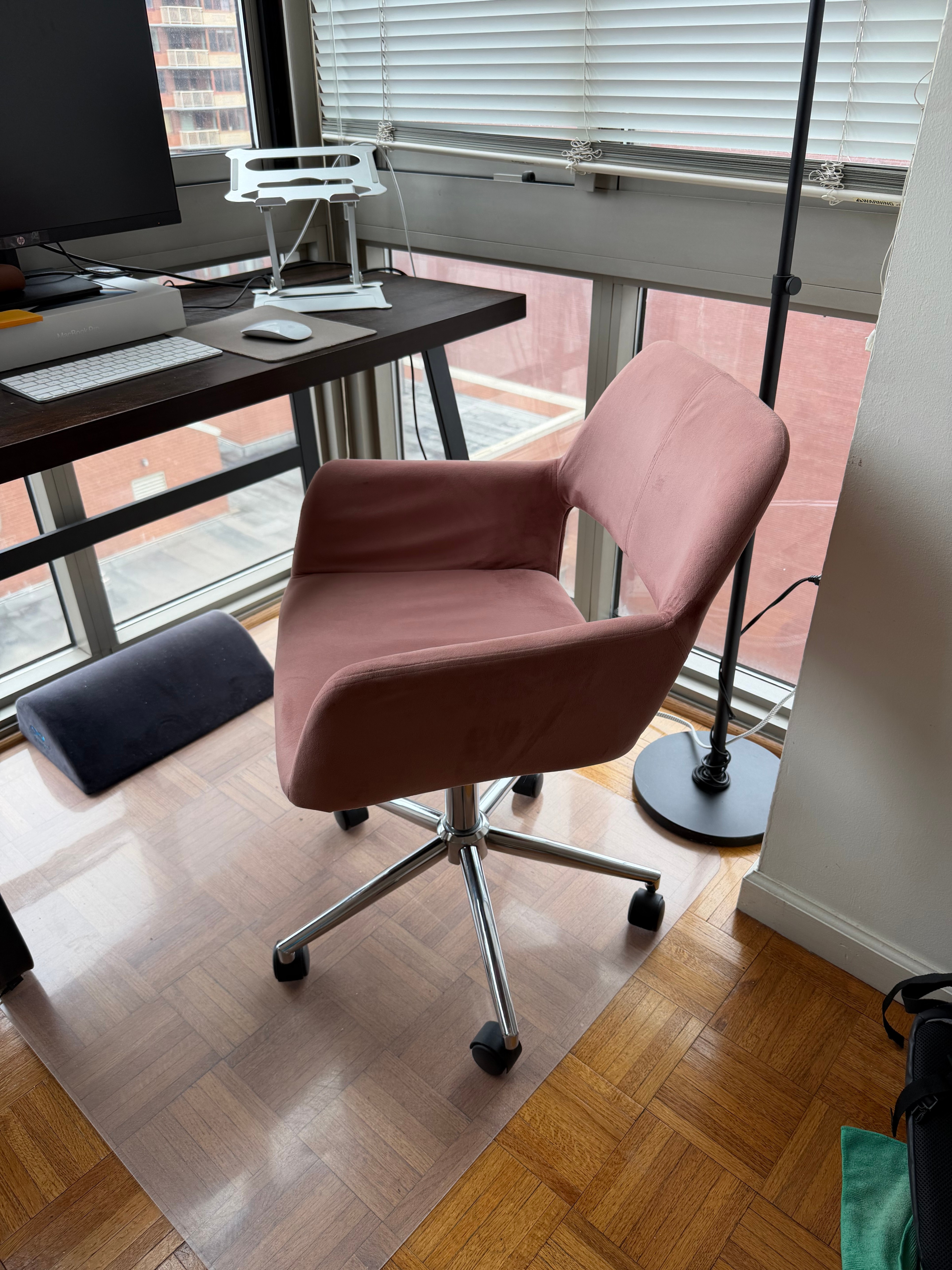 Pink Velvet Office Chair
