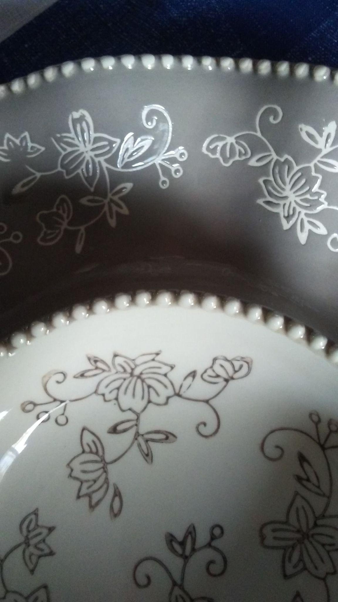 Temp-Tations by Tara Chip & Dip Platter Gray Floral Lace (New) - photo 2