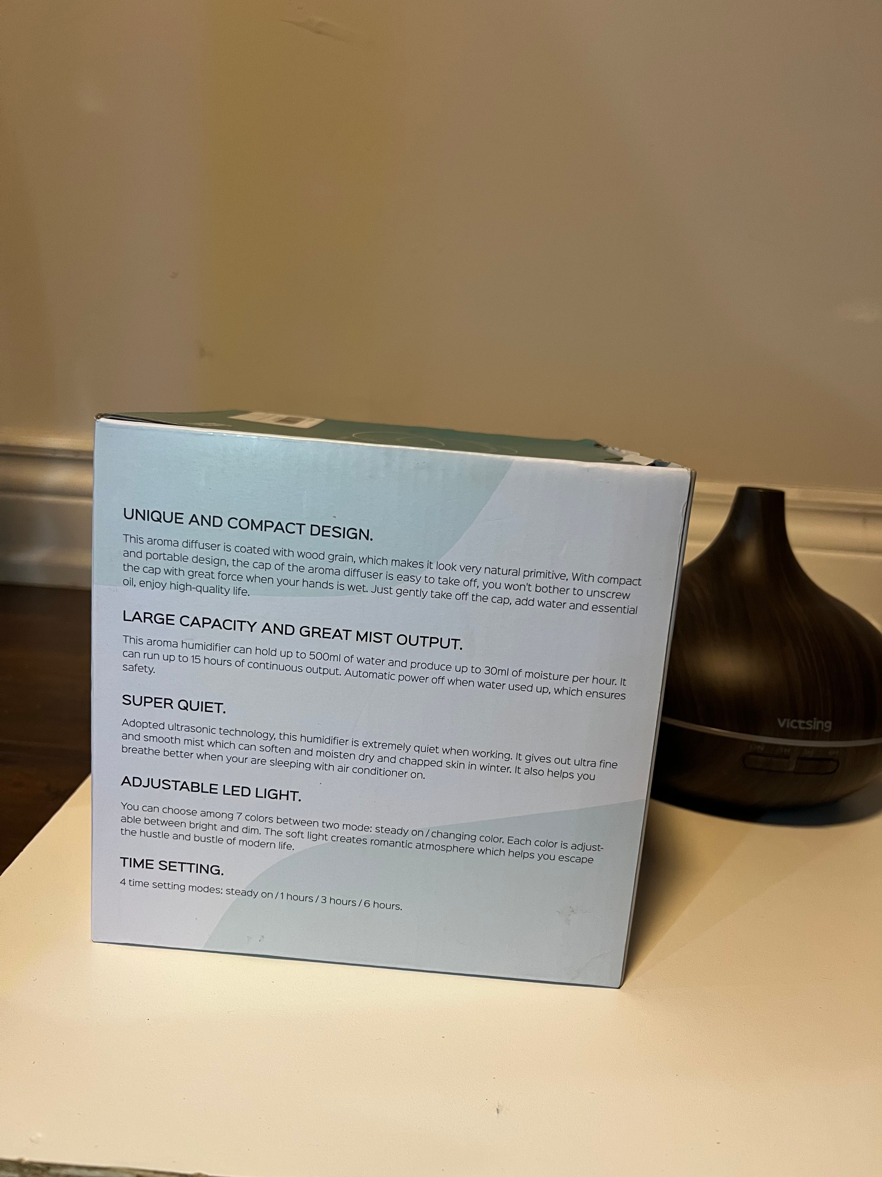 VicTsing 500mL Essential Oil Diffuser & Humidifier, LED Lights - photo 4