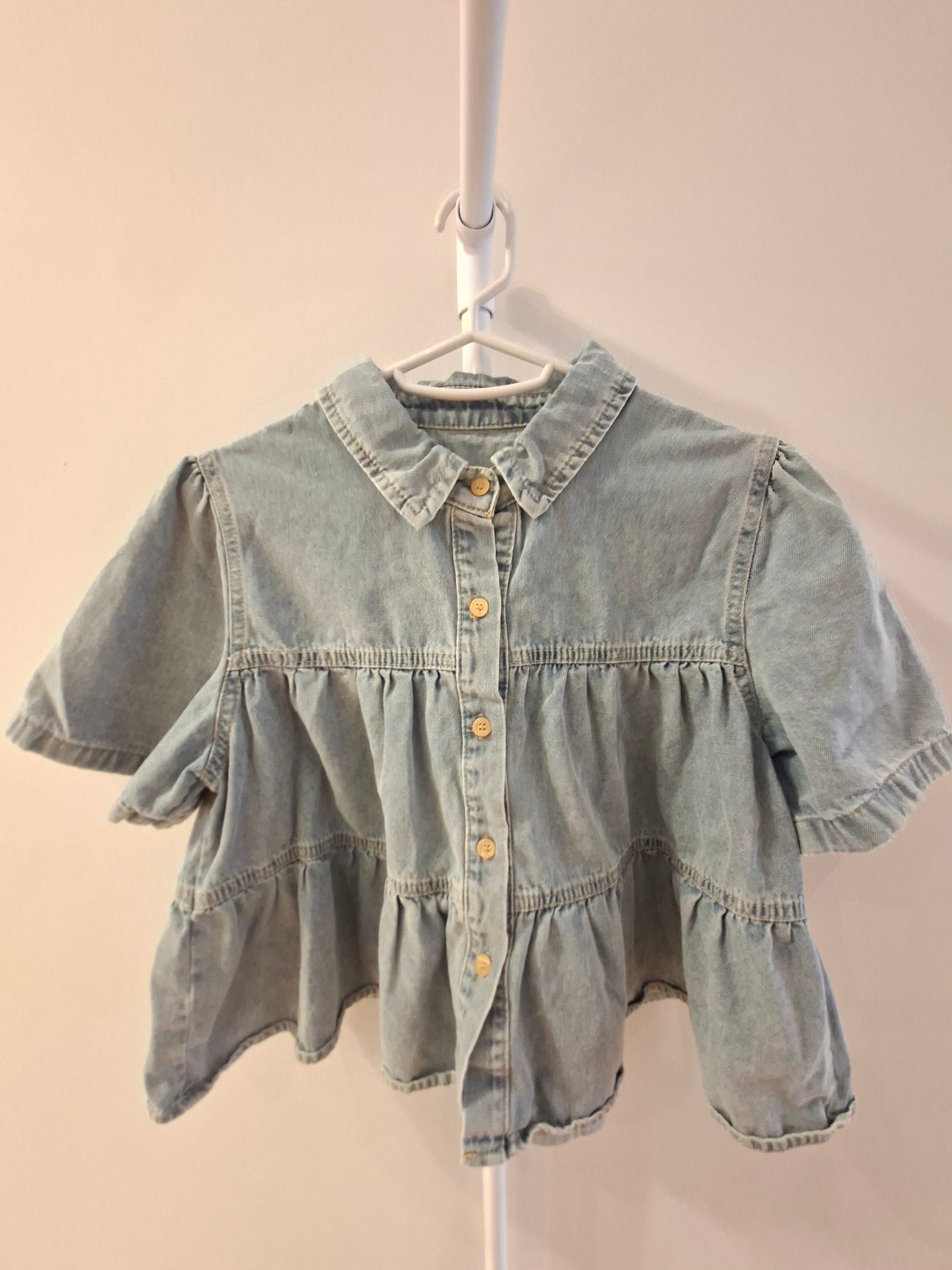 Denim Tiered Blouse