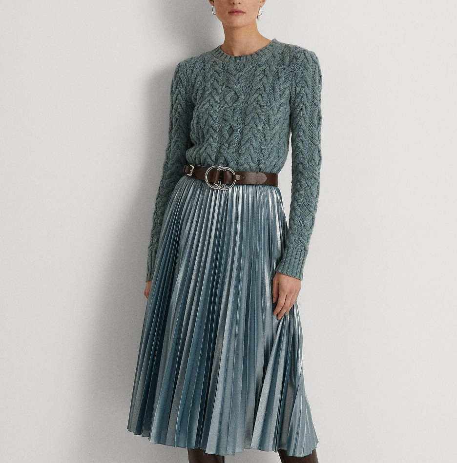 Lauren Ralph Lauren Pleaten Metallic Chiffon Skirt *BNWT*