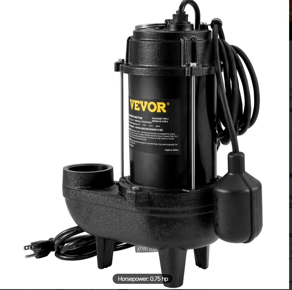 1/2 HP Cast-Iron Sewage Pump - photo 2