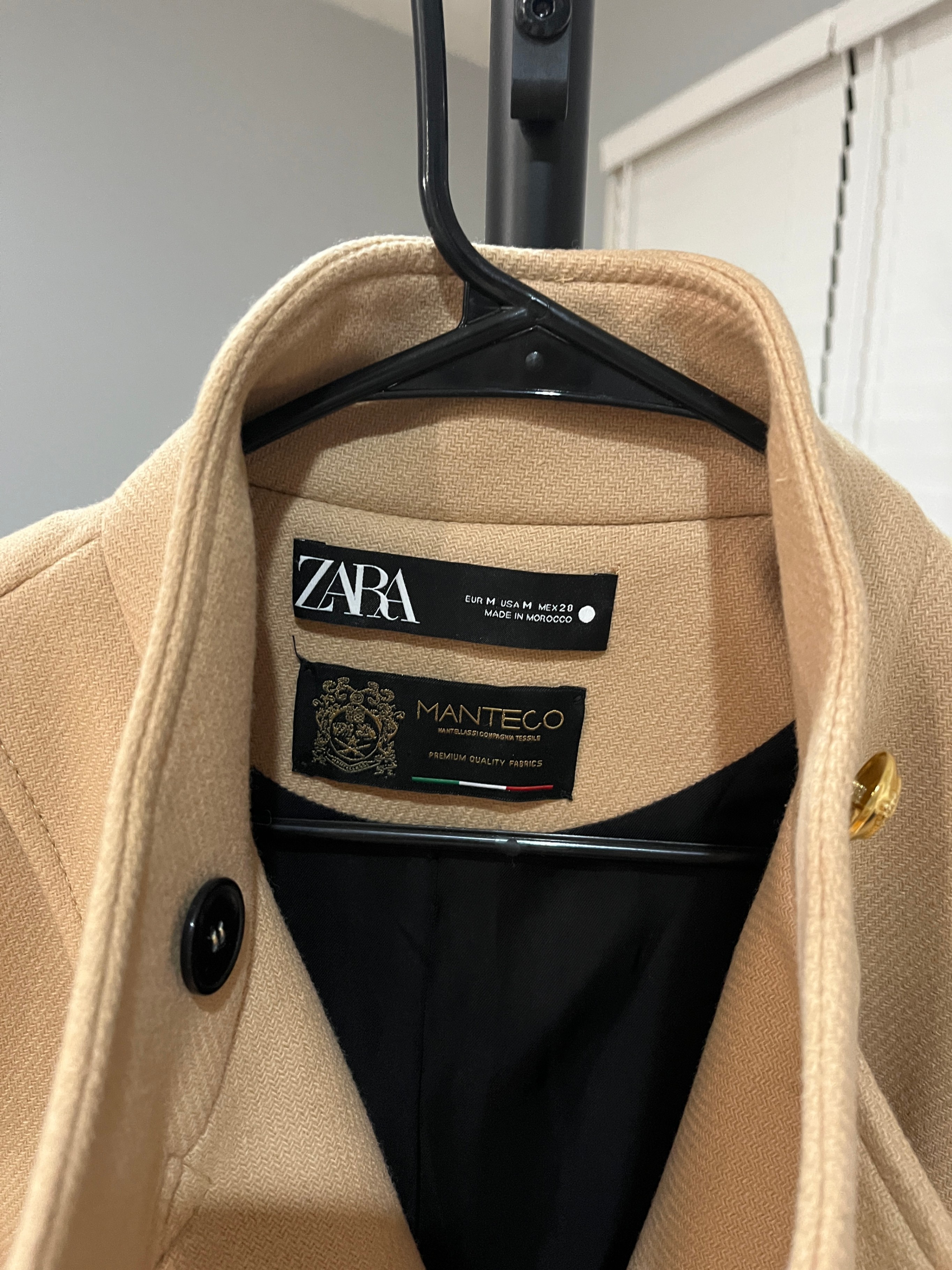 Zara Women’s Gold Button Wool Blend‎ Coat