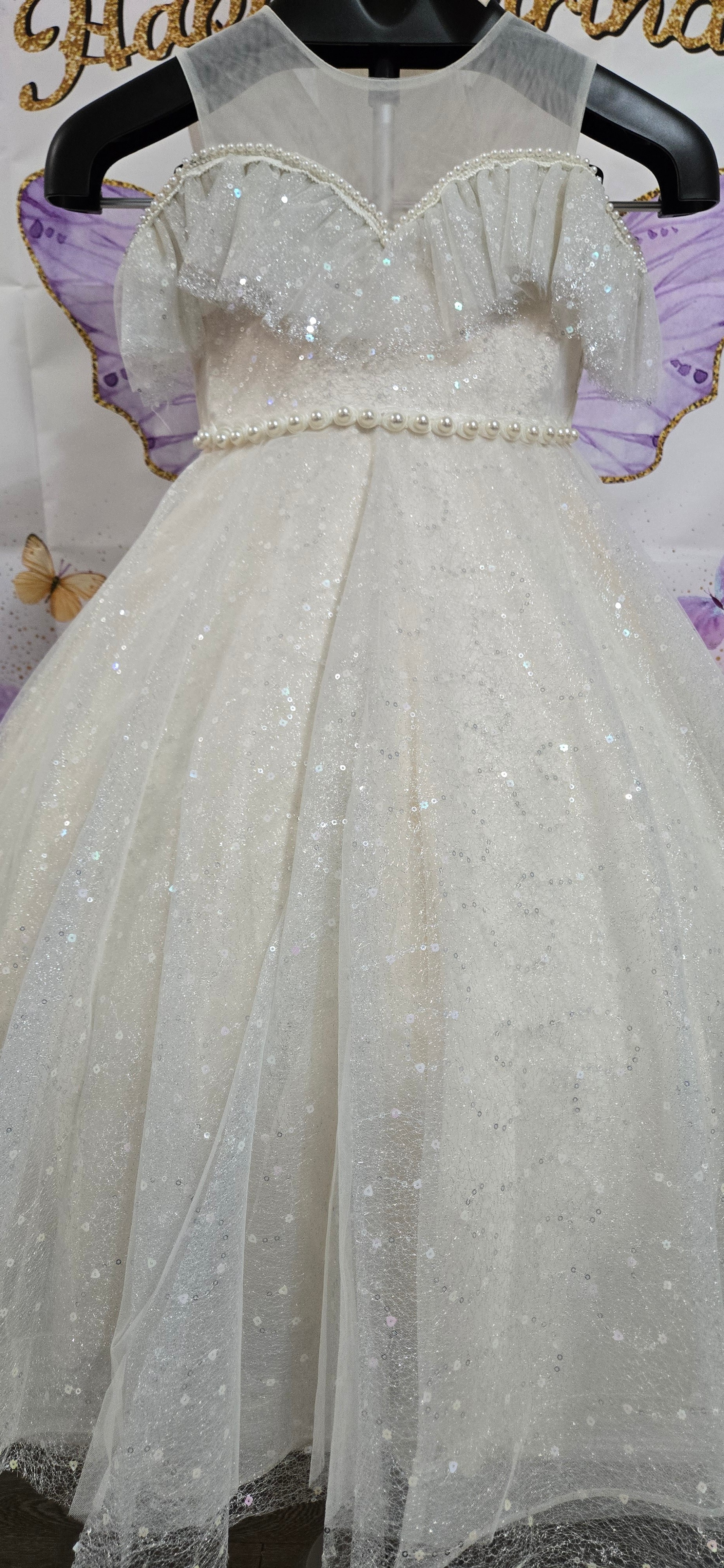 Girls White Sparkly Gown with Veil:5370 - photo 2