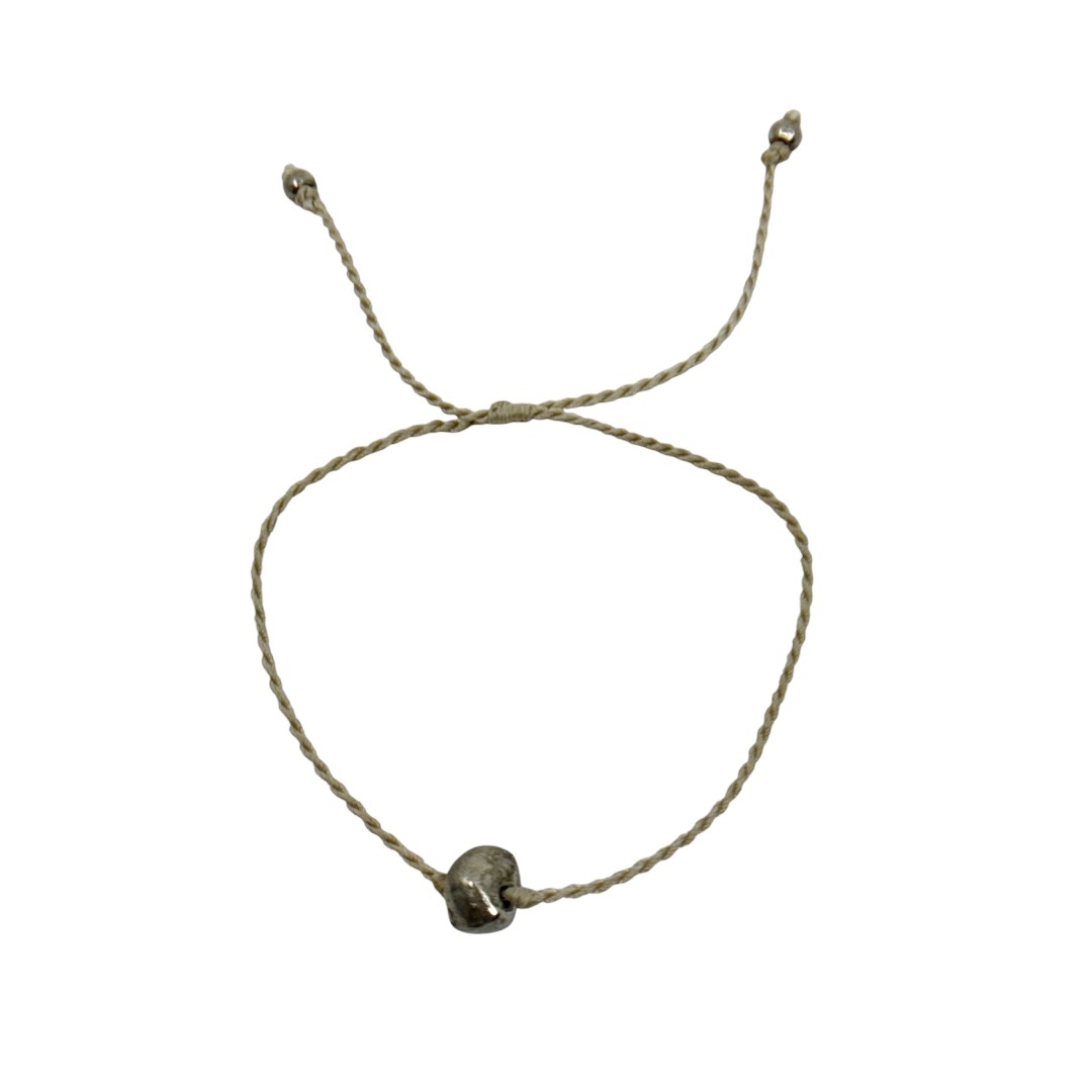 Hand Made silver tone pebble slide cord bracelet - GM331 - photo 2
