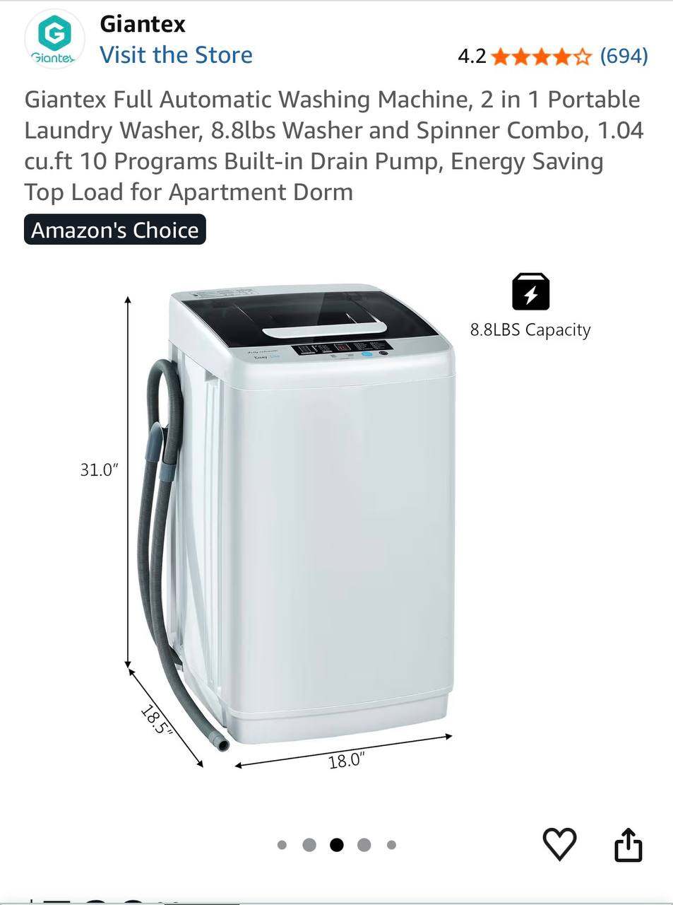Giantex Portable Automatic Washing Machine 8.8 lb