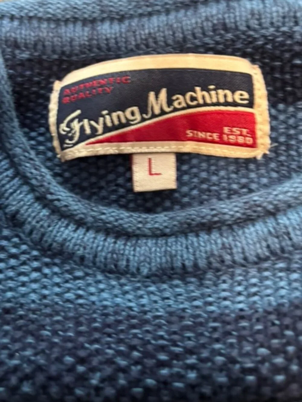 Flying Machine Striped Knit Shirt – Size Large – 100% Cotton - photo 3