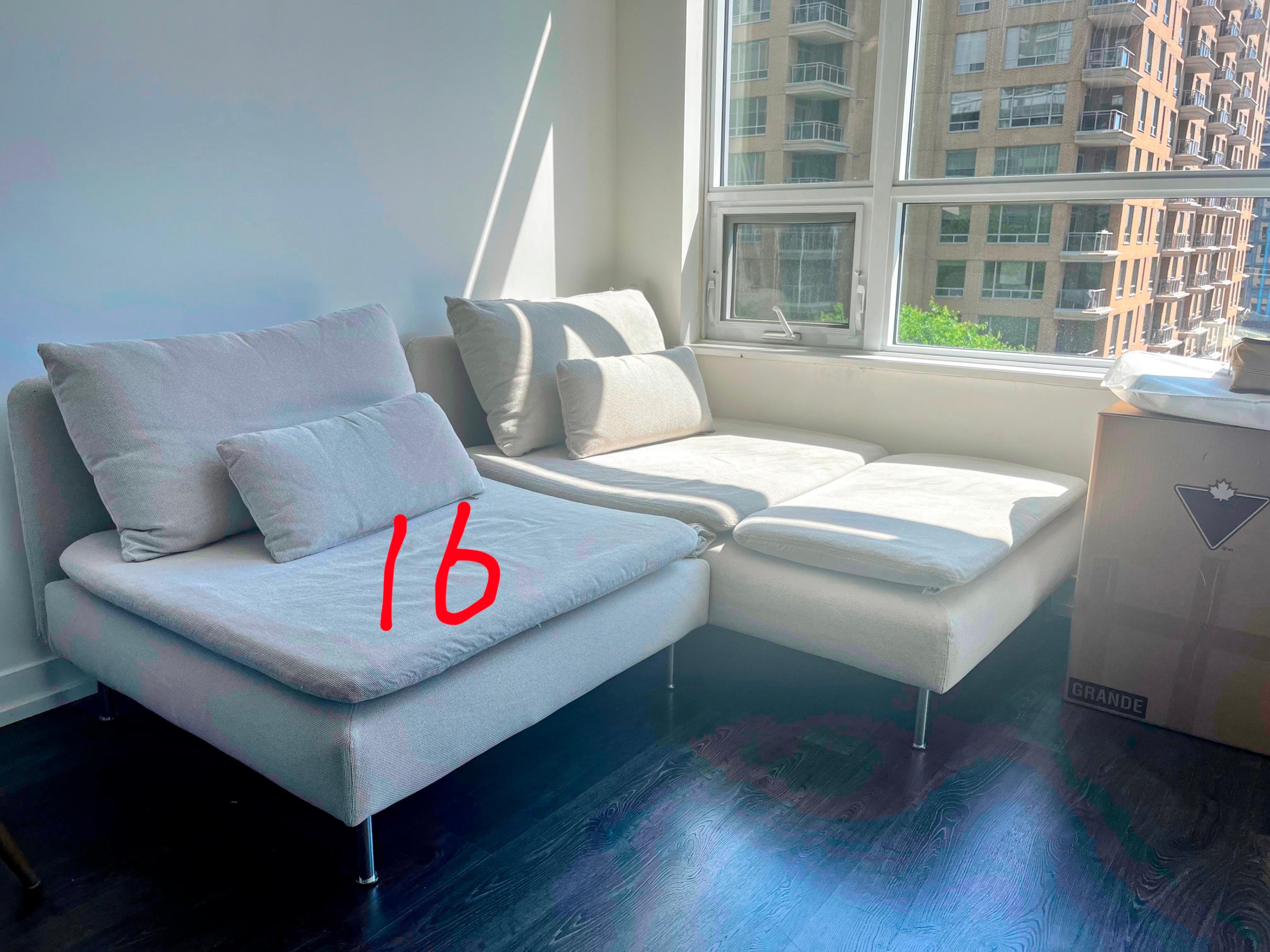 Ikea Sofa (Loveseat with chaise, light beige)