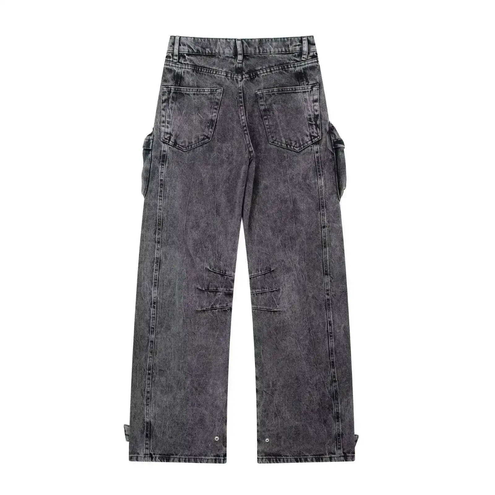 Women & Men Grey Wash Cargo Jeans - photo 2