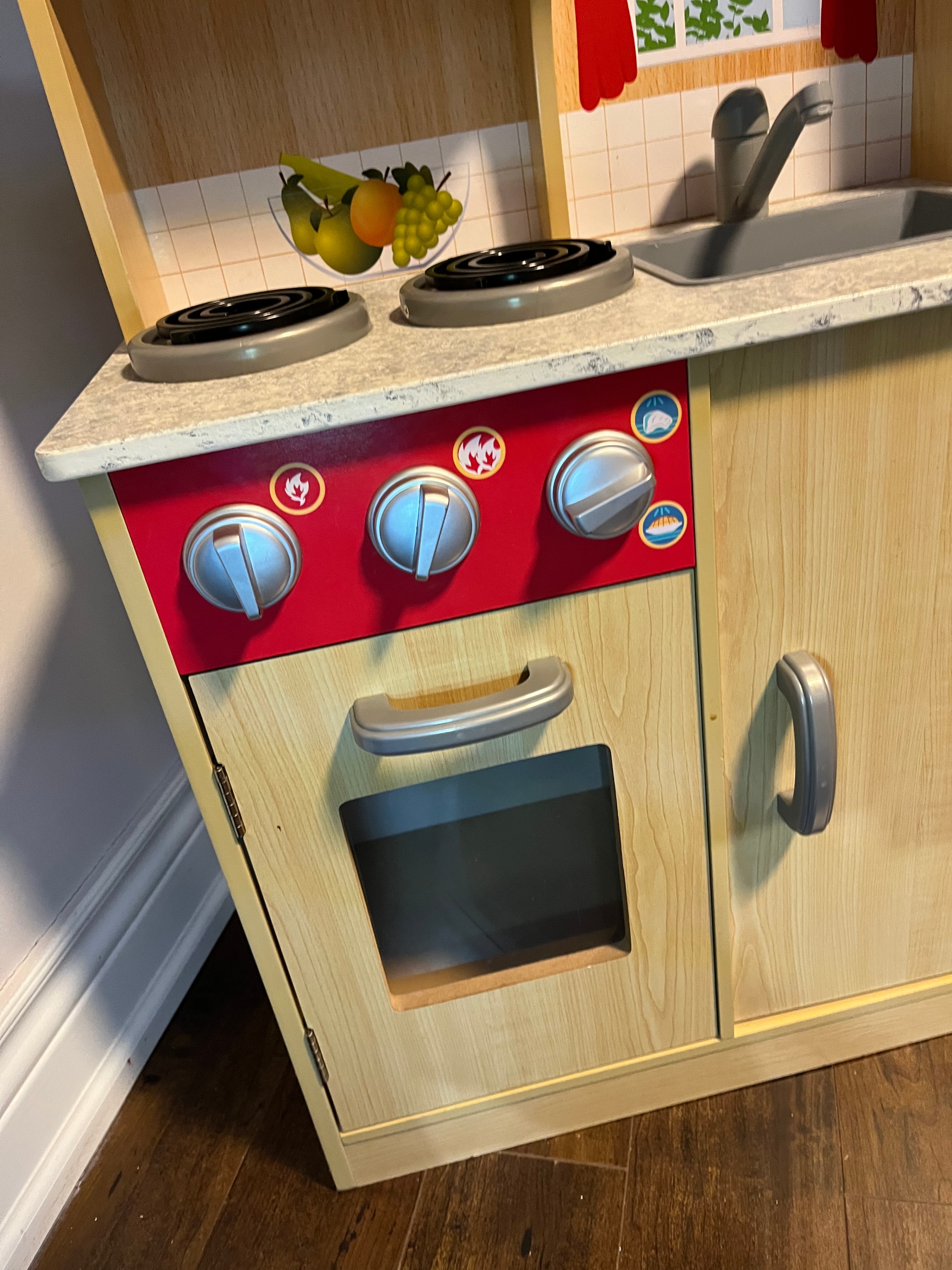 Wooden Kids Play Kitchen with Microwave, Sink & Storage - photo 5