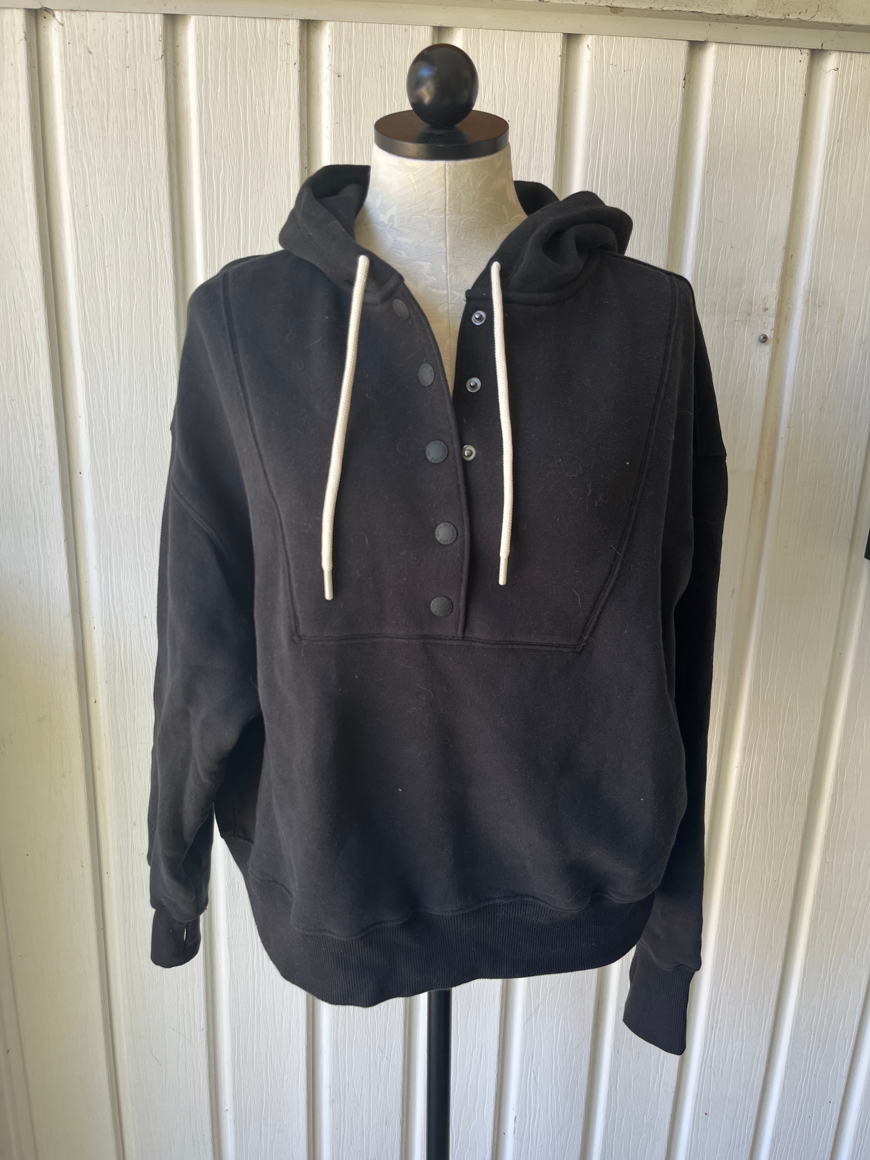 Offline by Aerie Black Snap Neck Hoodie