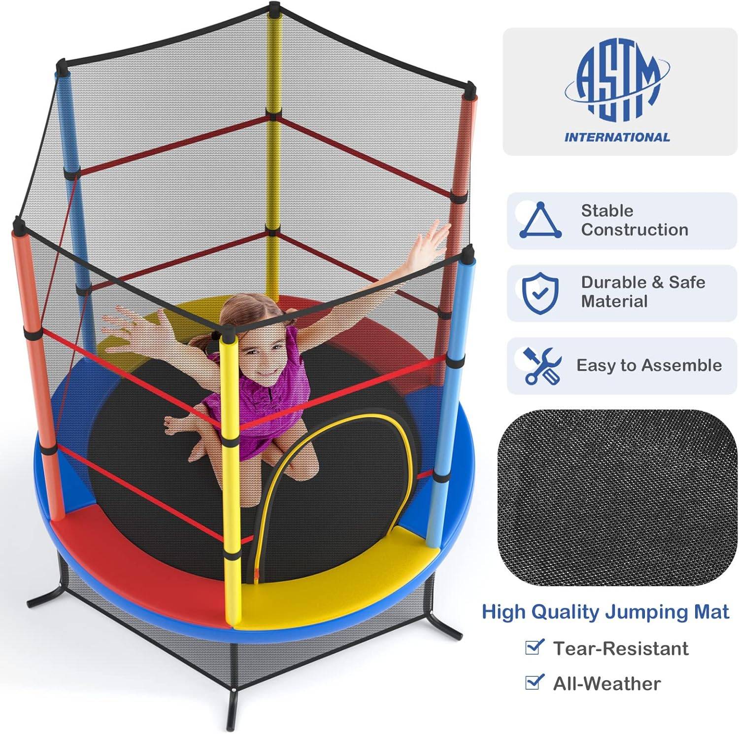 Giantex 55" Kids Trampoline with Safety Enclosure Net - photo 4