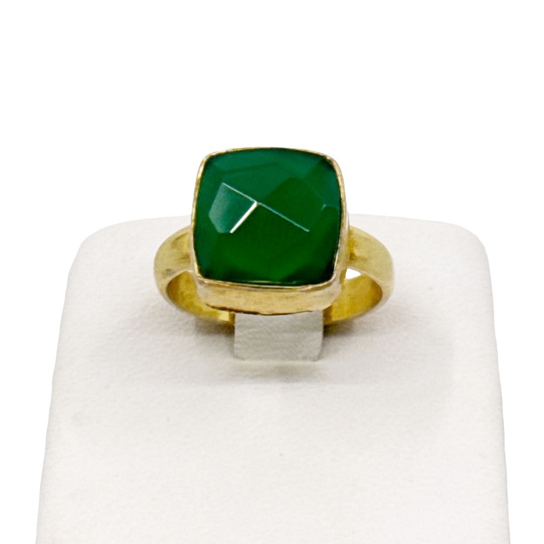 Gold vermeil sterling silver chrysoprase ring - GM310 - photo 2
