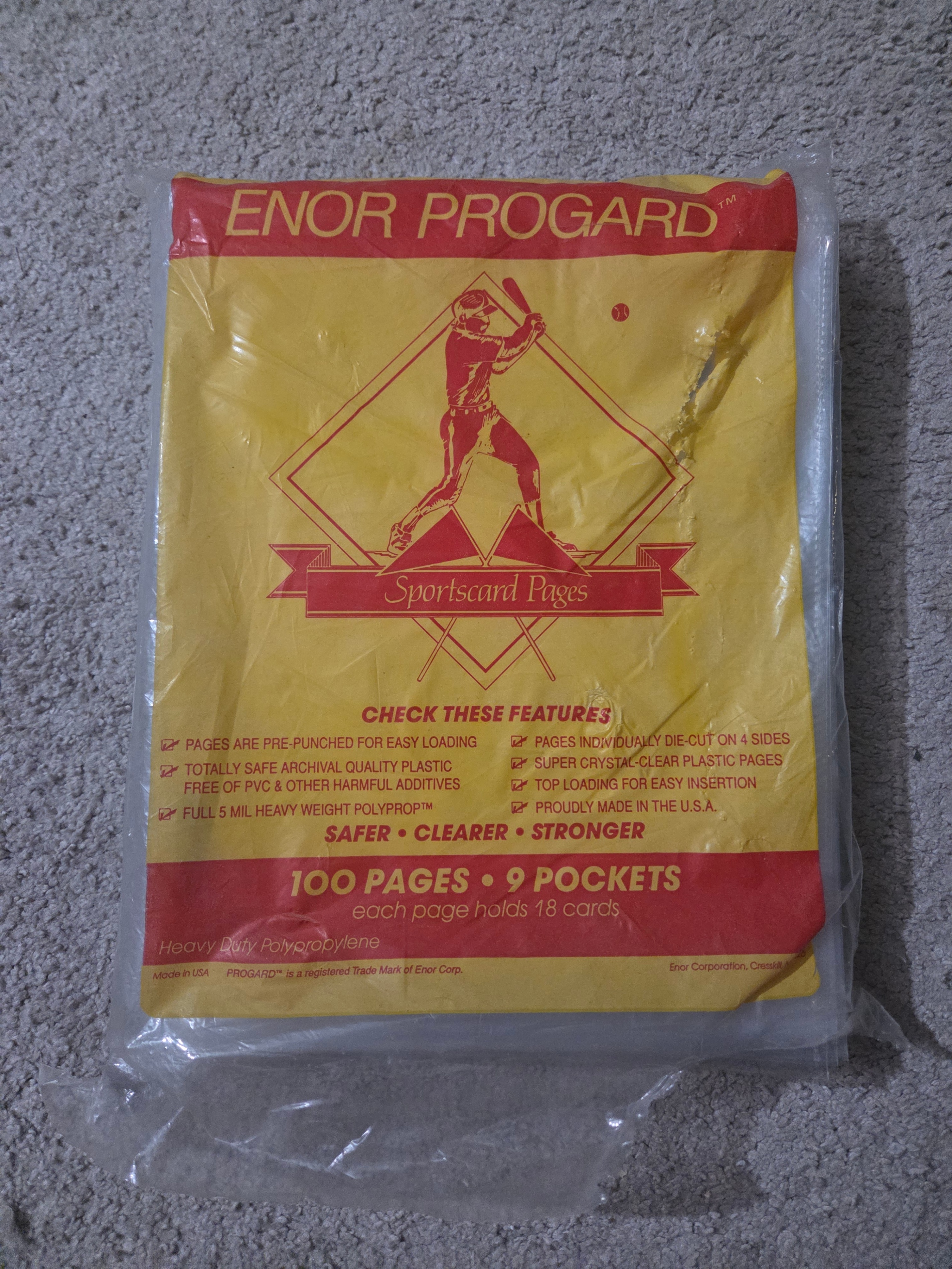 96 Enor Progard Sports Card Binder Pages, 9-Pocket Heavy Duty