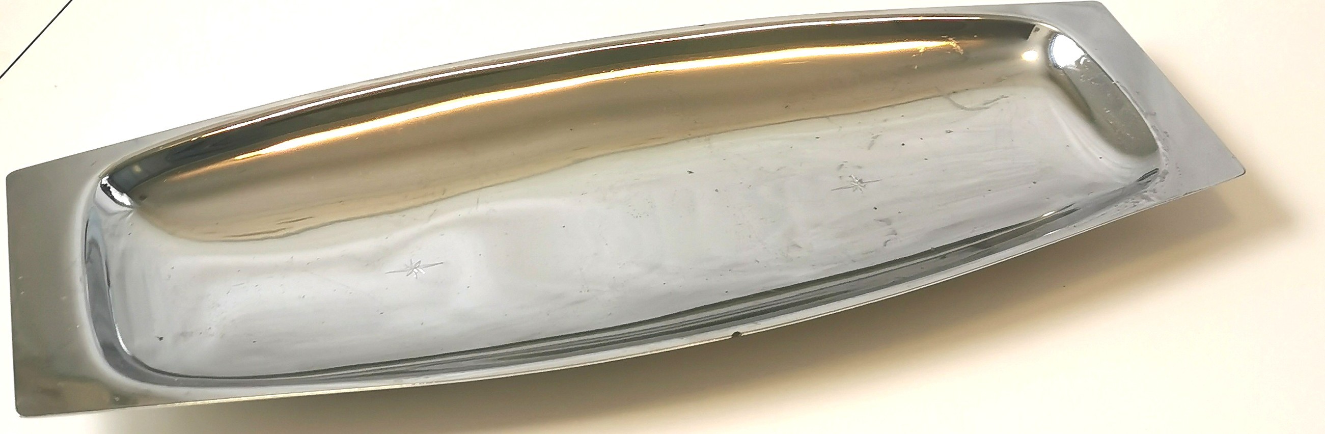 1950s Atomic Chrome Surfboard Serving Tray Starburst Etched - photo 4