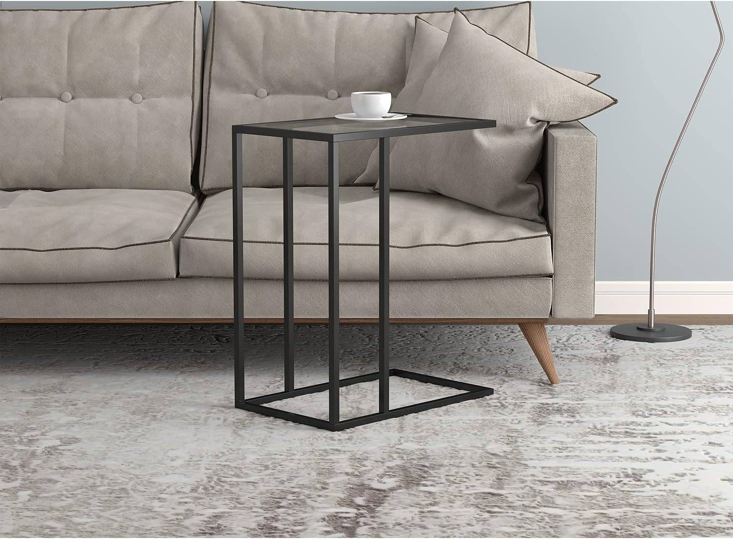 Modern C‐Shaped Side Table – Black Metal Frame - photo 2