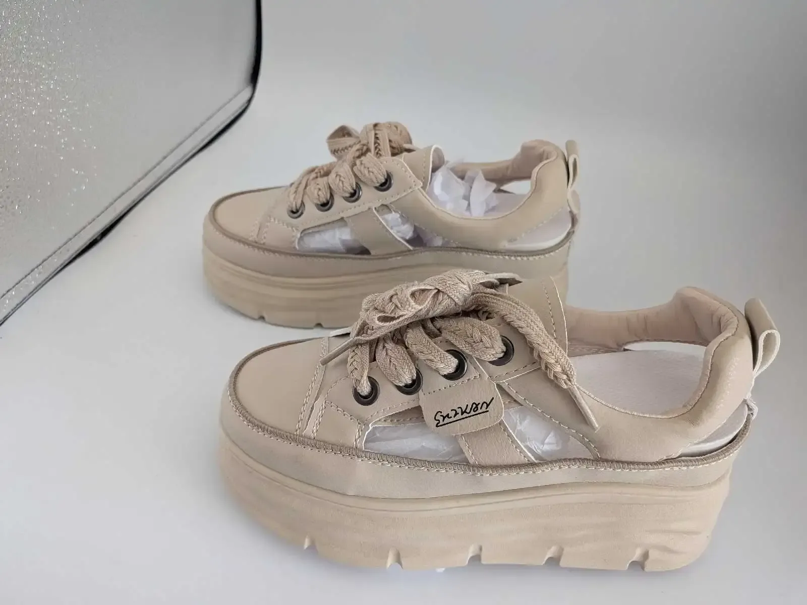 SHEIN Beige Platform Sandals Size 5.5 - photo 5