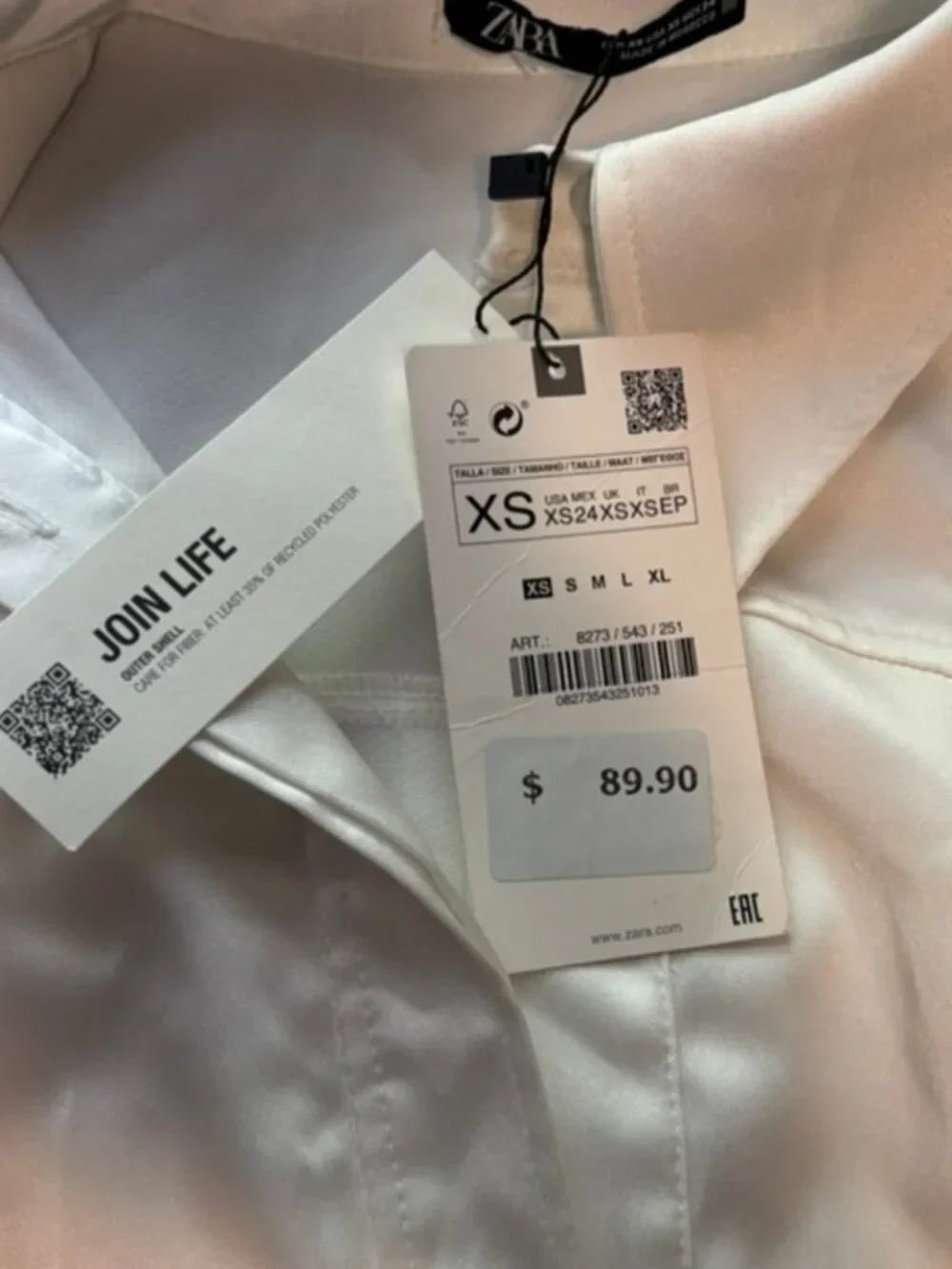 Zara NWT Satin Shirt Dress Ivory Maxi Belted XS Retail $89.90 - photo 4