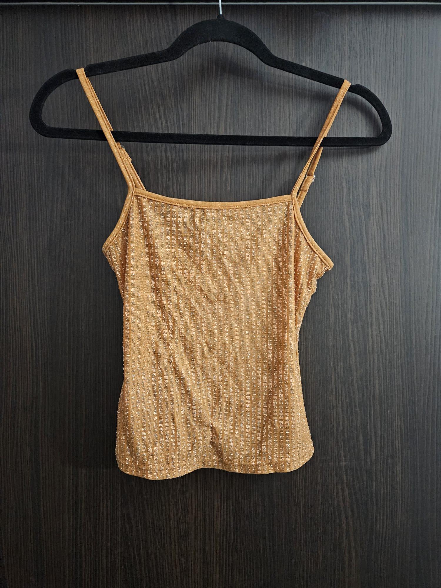 Mustard Yellow Metallic Shimmer Camisole Tank Top