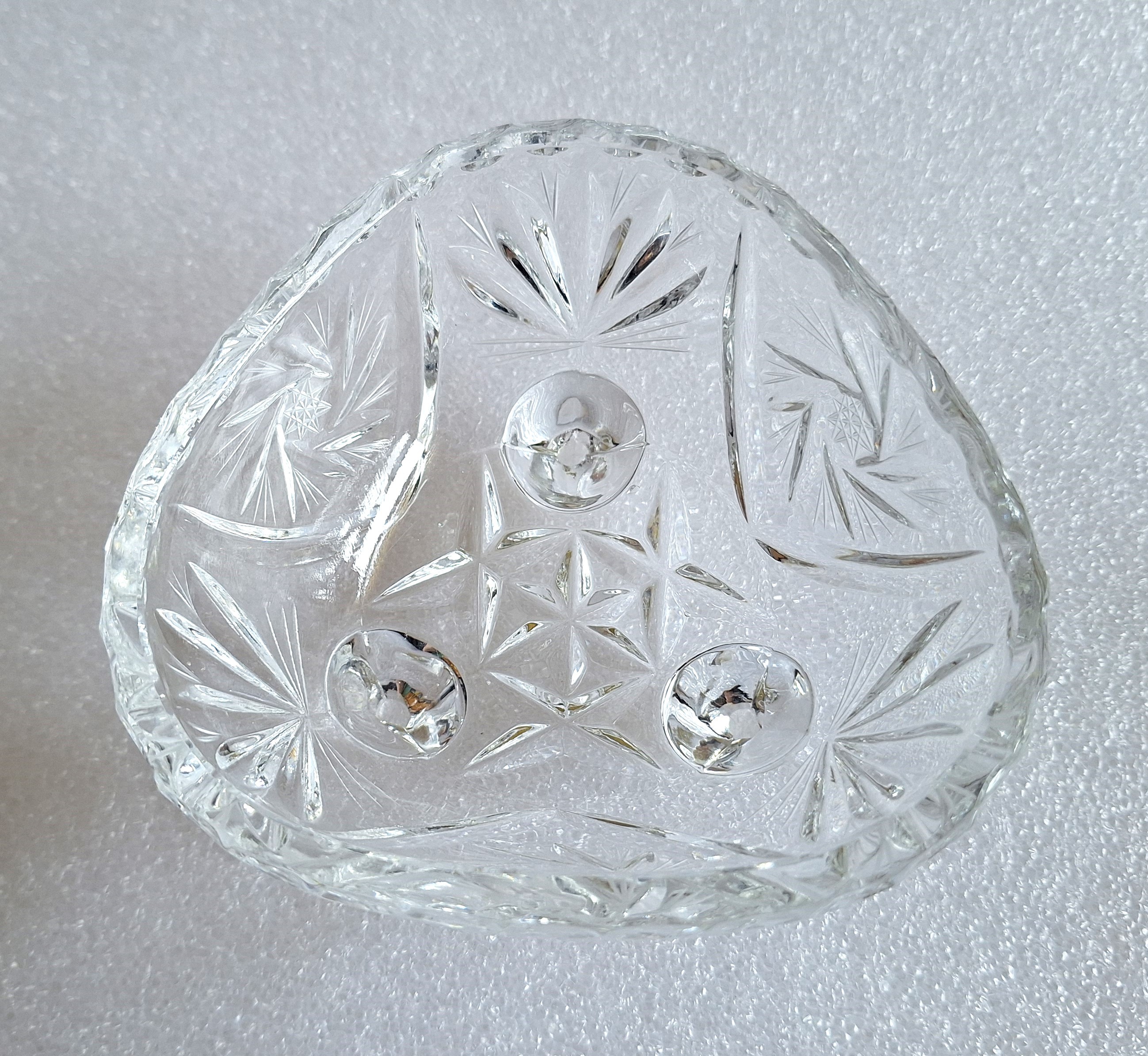 Beautiful Vintage Pinwheel Crystal Candy Trinket Dish Bowl - photo 4