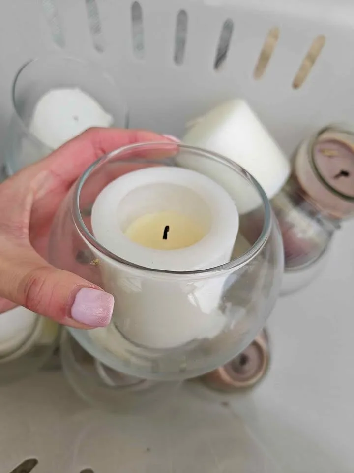 11pc Glass Bubble Bowls & White Candles - photo 2