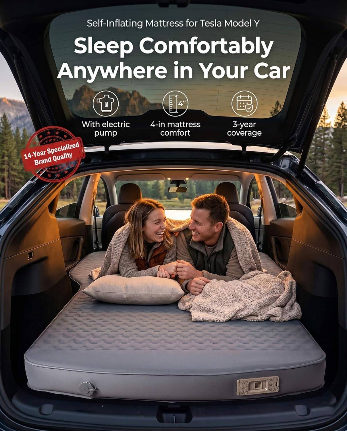HIKENTURE Self-Inflating Mattress for Tesla Model Y - 4" Thick - photo 3