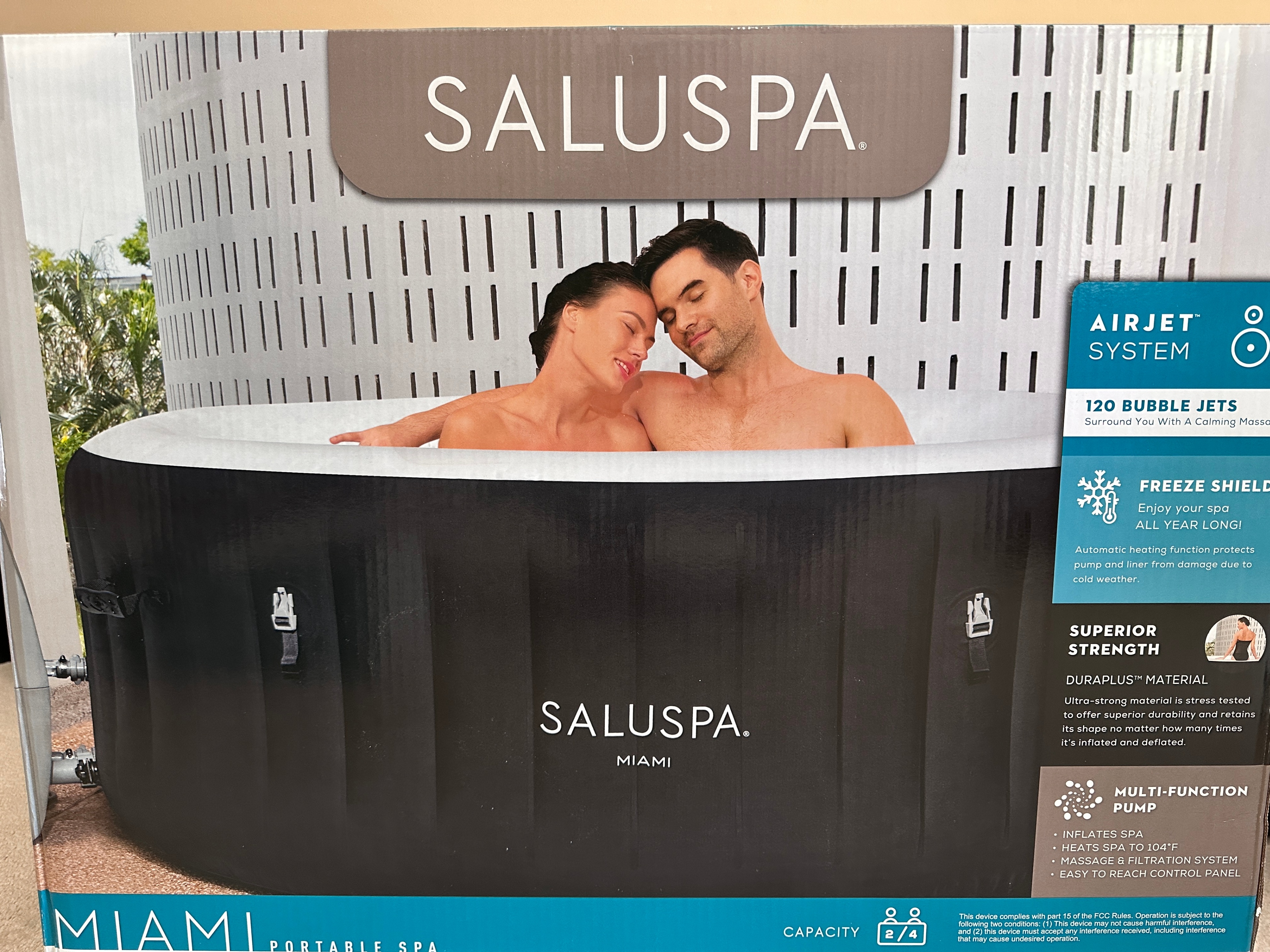 SEALED:Saluspa Miami Airjet  2-4Person Inflatable Spa Tub 71"x26 - photo 3