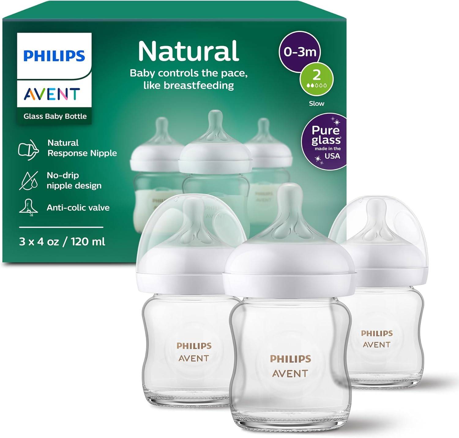 Philips Avent Natural Glass Baby Bottles 4oz - photo 3