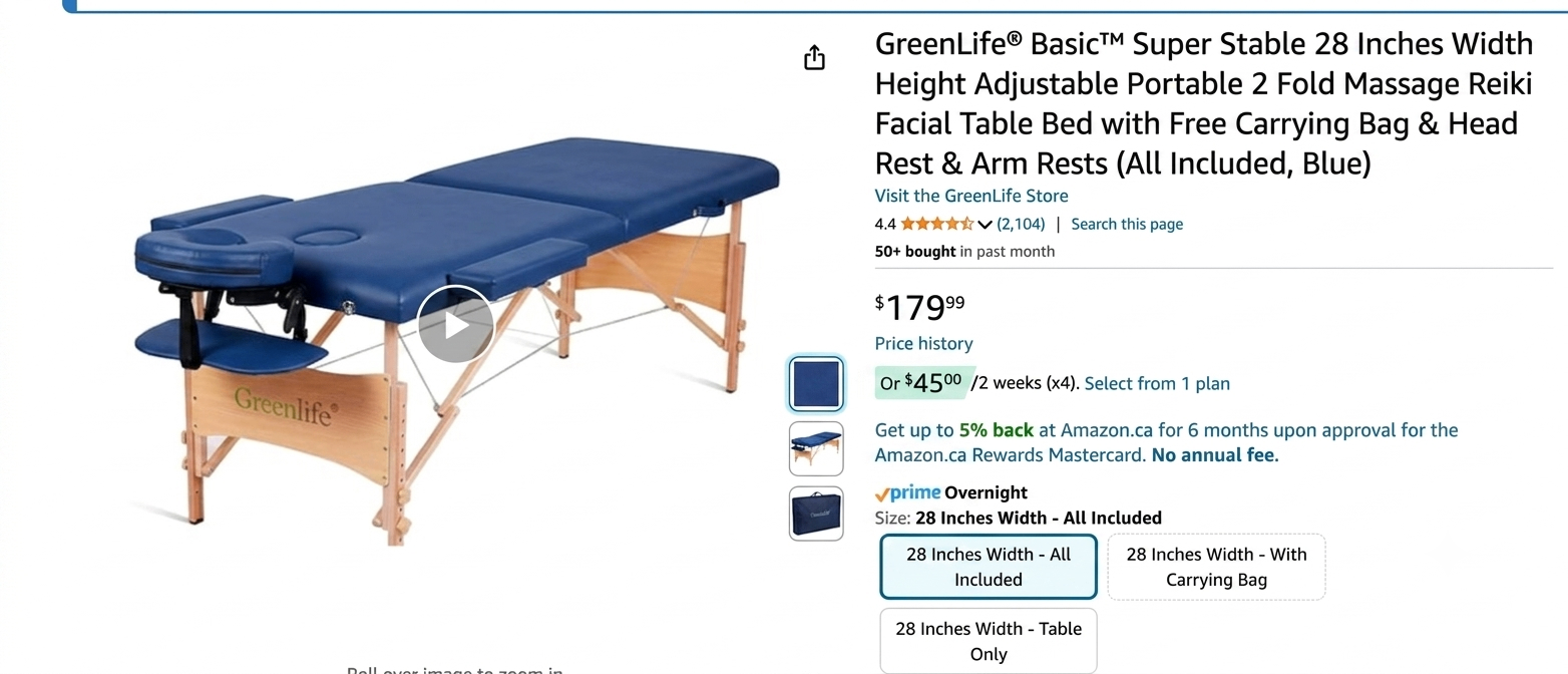 GreenLife Portable Massage Table / Full Set - $100 FIRM