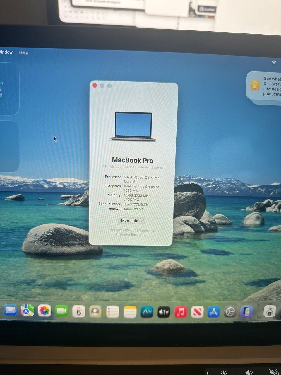 MacBook Pro 13" 2020 — 16GB RAM, 500GB, macOS Tahoe + Charger - photo 5