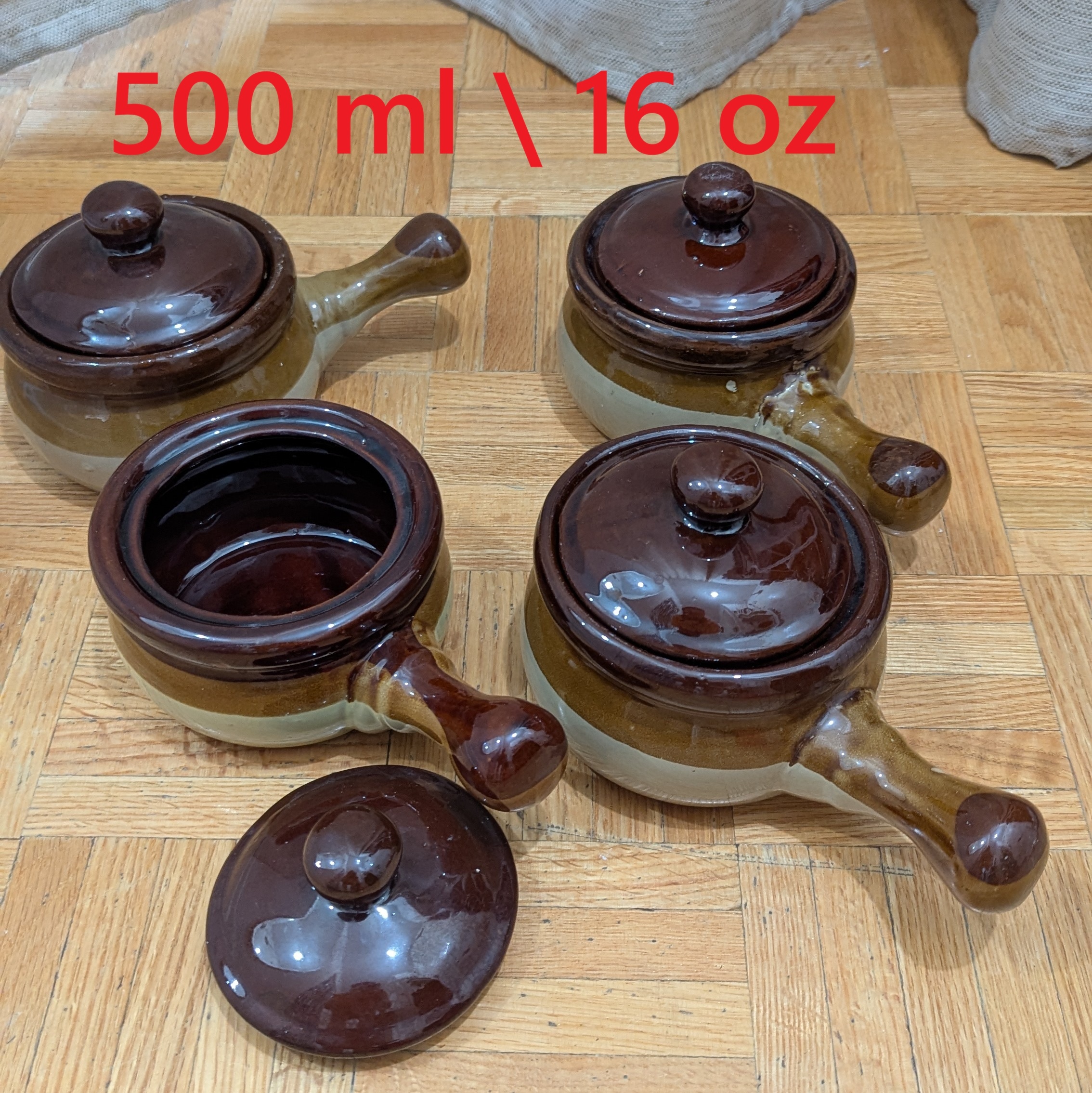 Onion Soup Pot Casseroles Stoneware Crocks Cream Kitchen Bowl