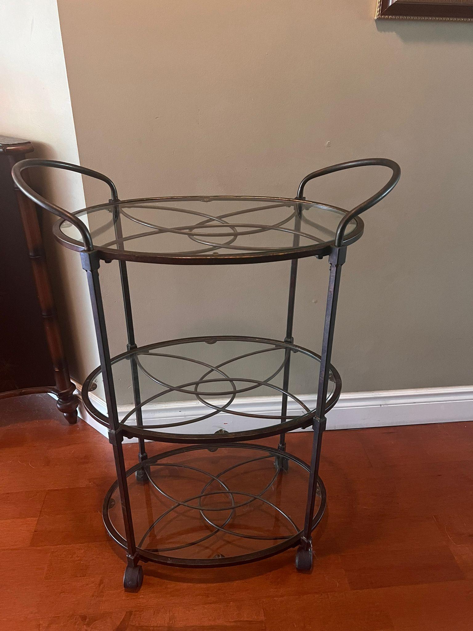 Glass and Metal Bar Cart - photo 3