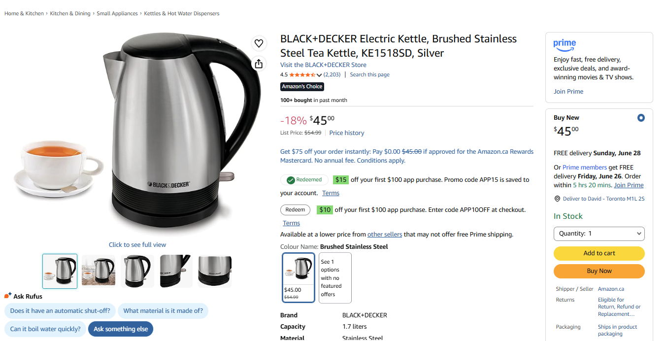 BLACK+DECKER  Electric Kettle