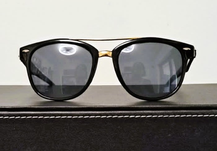 Black & Gold Double Bridge Aviator Sunglasses – Classic Fit